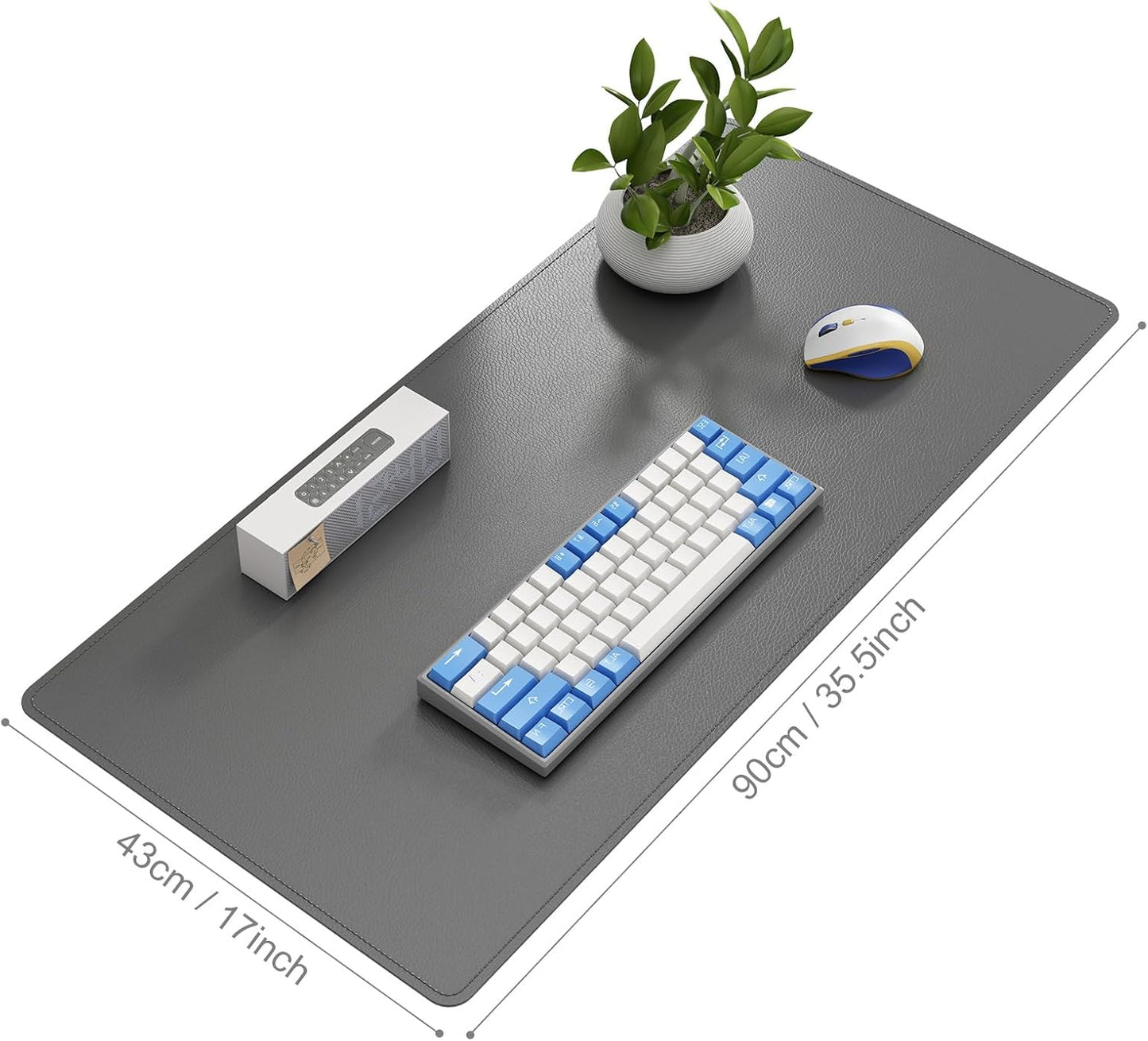 DAWNTREES Desk Mat Protector,PU Leather Desk Pad,Non Slip, Large Mouse Pad and Keyboard Mat, Waterproof Writing Pad for Office and Home (Dark Gray,35.5''x16.9'')
