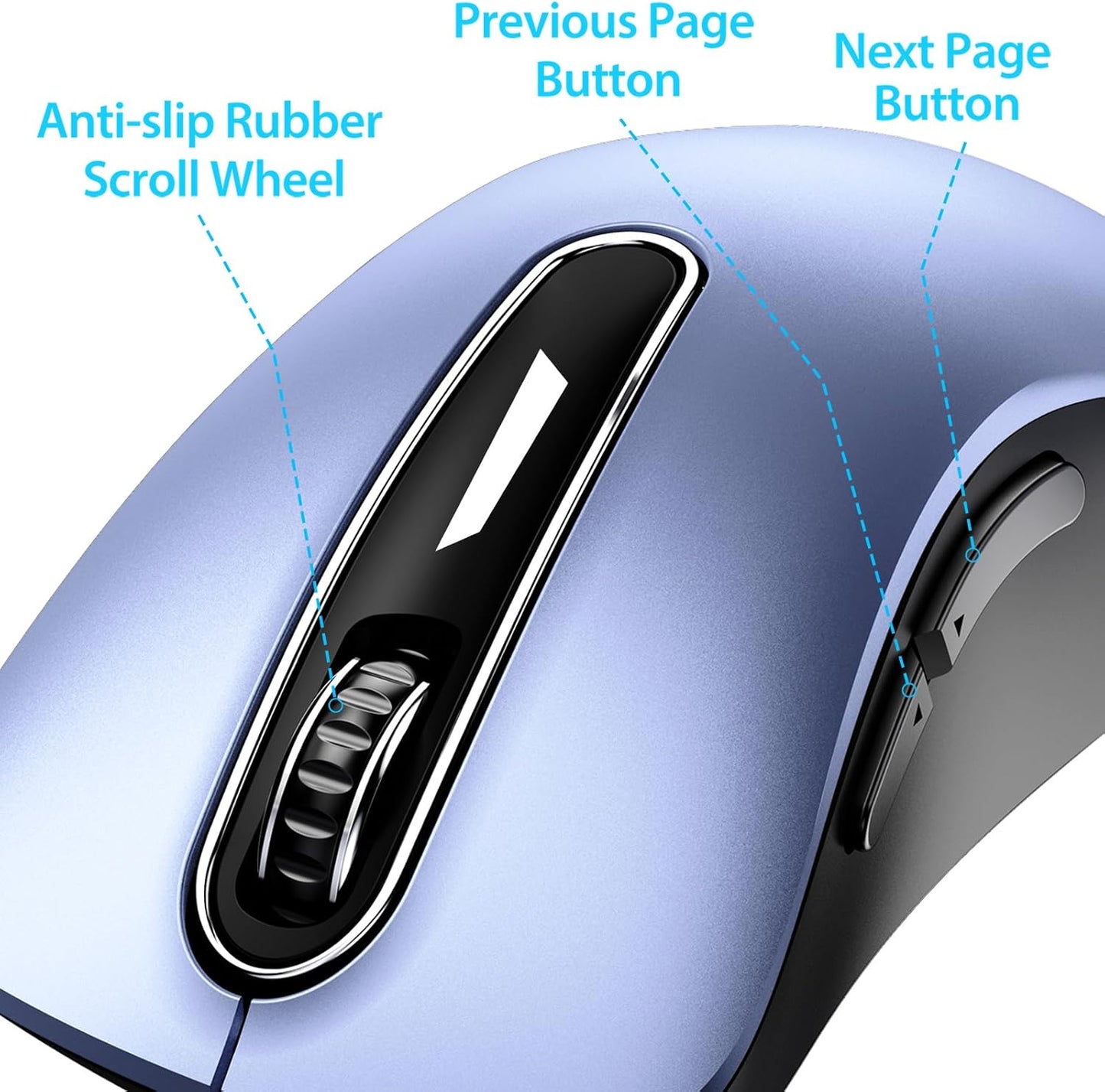 memzuoix 2.4G Wireless Mouse, 1400 DPI Mobile Optical Cordless Mouse with USB Receiver, Portable Computer Mice Wireless Mice for Laptop, PC, Desktop, MacBook, 5 Buttons (Navy Blue)