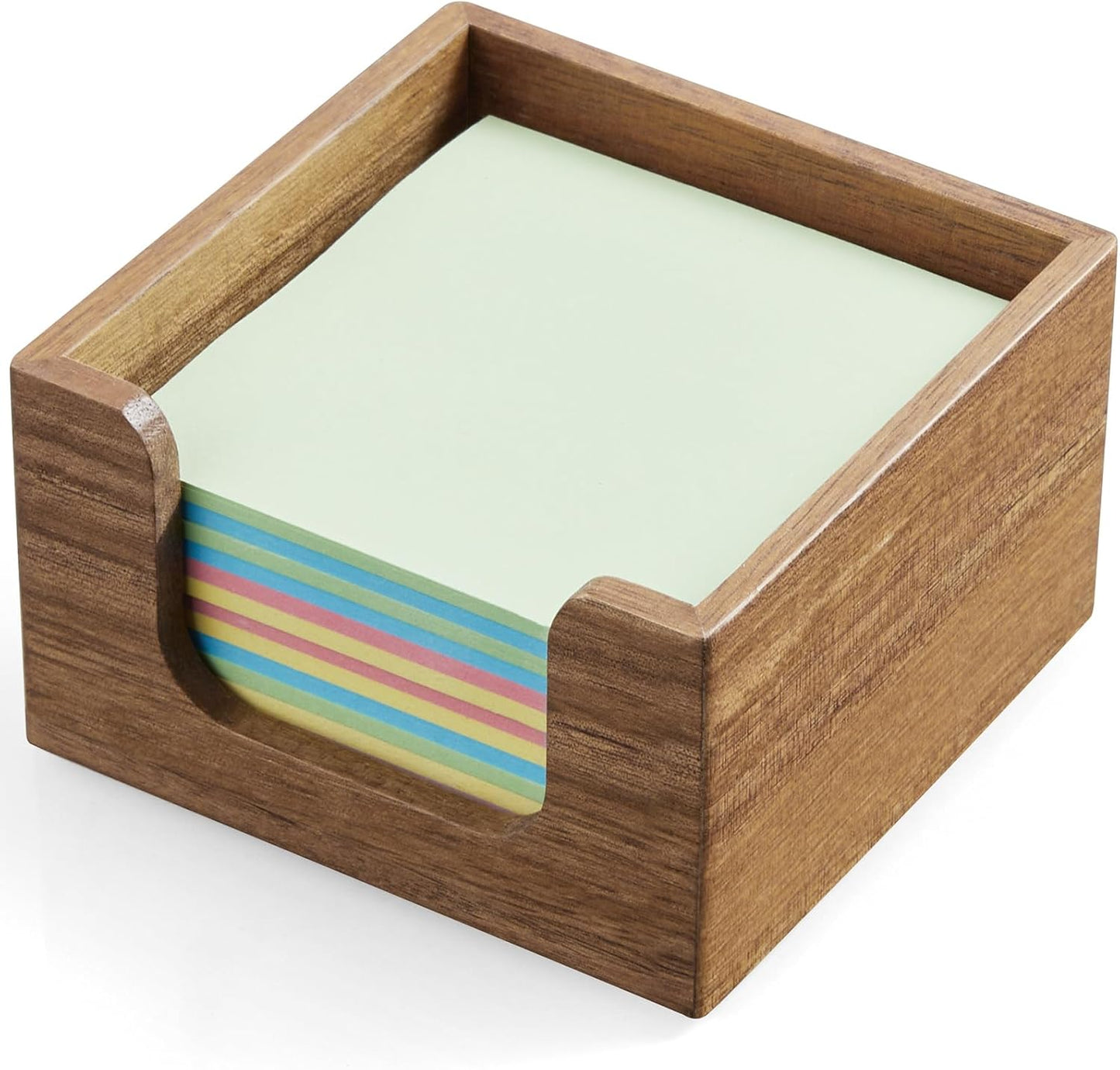 Acacia Wood Sticky Note Holder, Post It Note Dispenser for Office Desk Accessories, Self Stick Note Pad Holder, Memo Pad Holder Dispenser Organizer for School Office Desk Supplies
