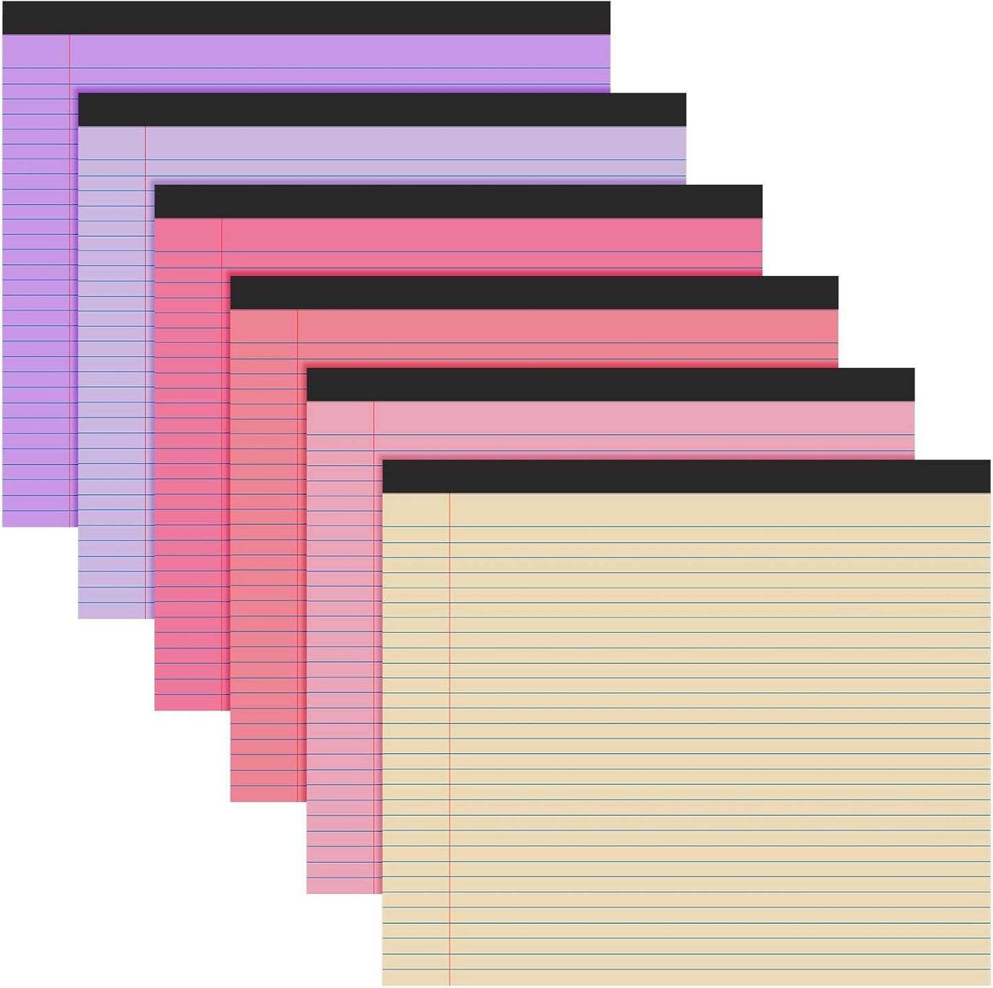 Lincia 6 Pcs 11" x 9.5" Legal Pads College Ruled Notepad Landscape Notebook Horizontal Lined Notebook 80 Gsm Assorted Colors Paper Pastel Writing Pads for School Office, 40 Sheet (Happiness Color)