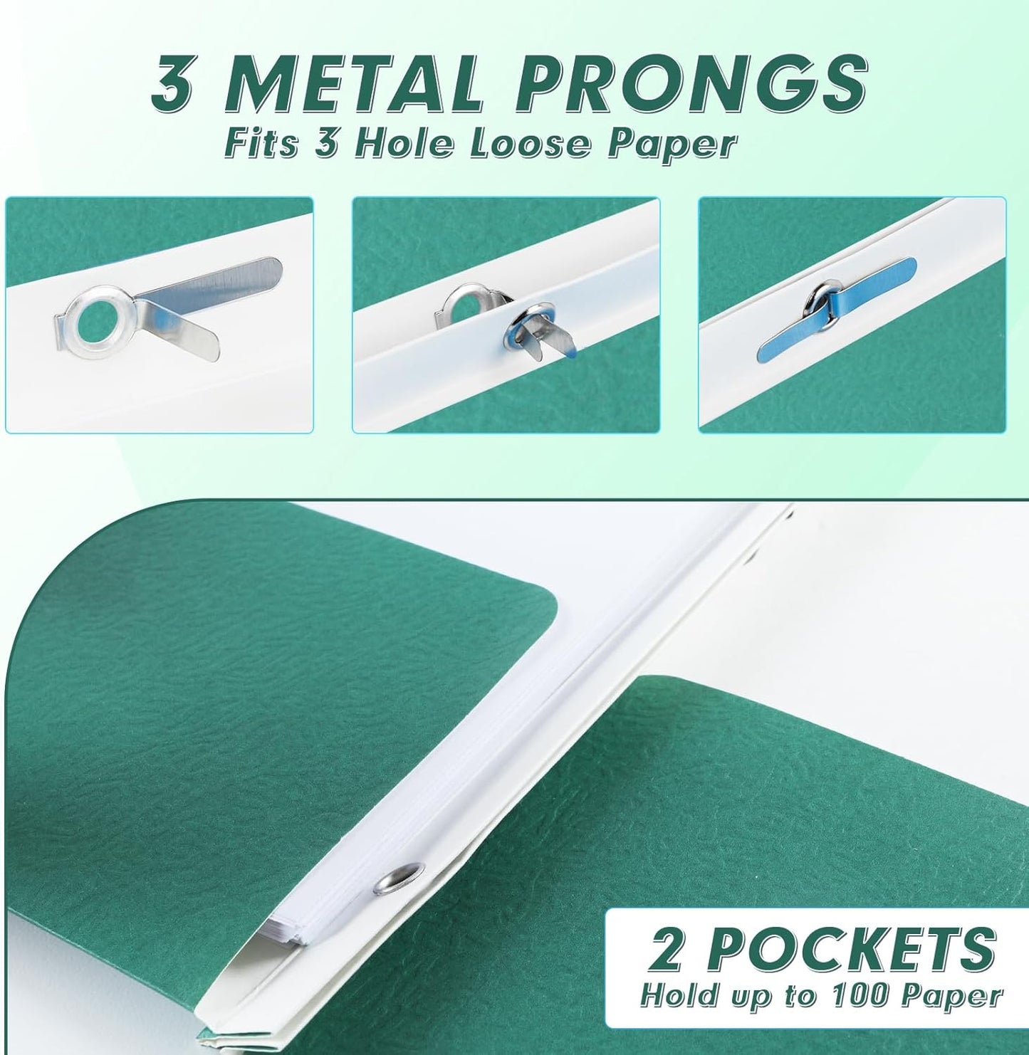 Two Pocket Folders, PANDRI 60 Pack Two Pocket Folders with Prongs, 2 Pocket 3 Prong Folders Designed for Office and Classroom, Letter Size, Assorted 5 Colors