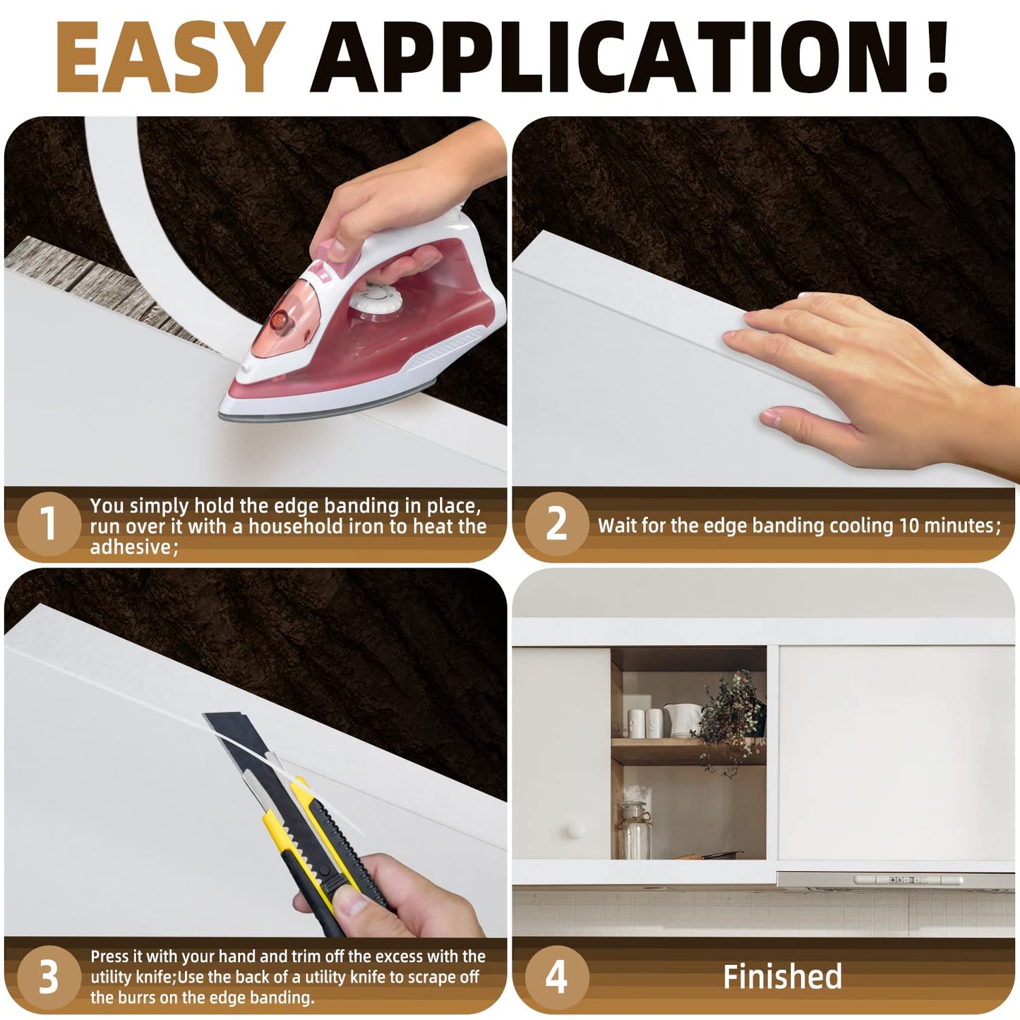 GSCIT Club White Melamine Edge Banding, 5/8 inch x 50ft Edge Banding with Hot Melt Adhesive Pre-glued Cabinet Edge Banding Flexible White Veneer Edging for Plywood