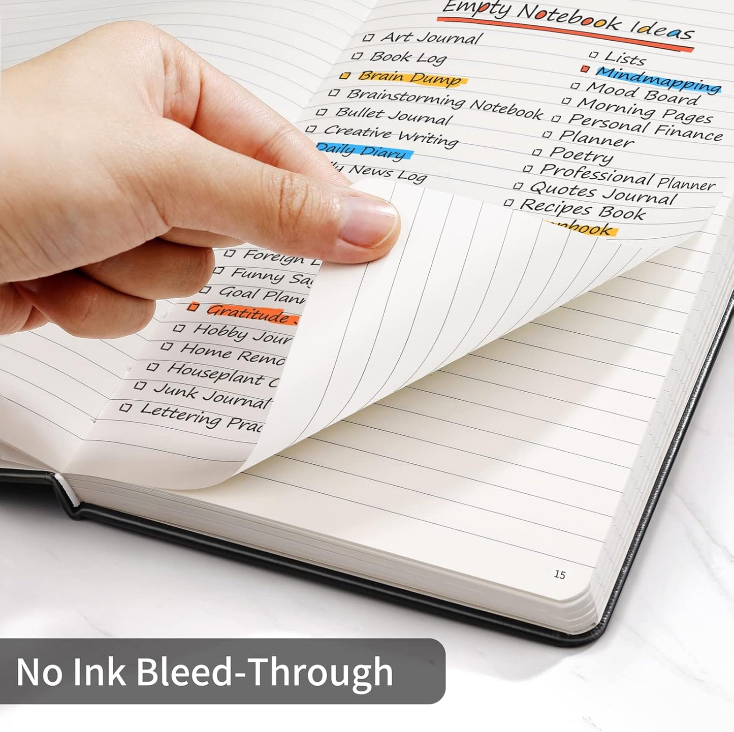 Annecy Lined Journal Notebook, Hardcover Numbered College Ruled Journal, Medium 5.5x 8.25, 160 Pages 100GSM Writing Paper, Black