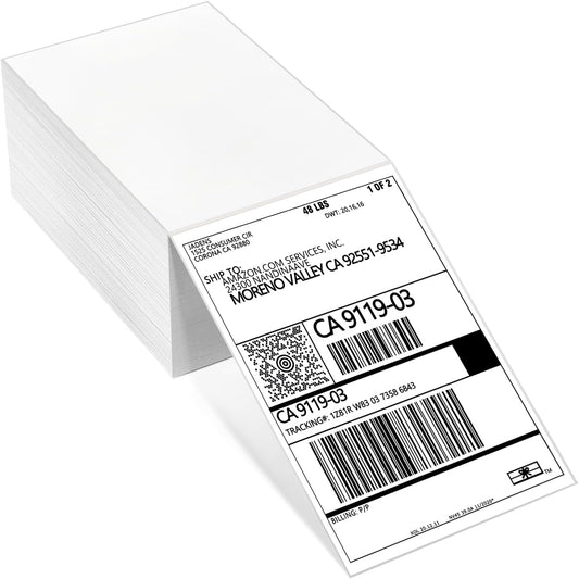 Thermal Shipping Labels 4x6-500 Labels Fan-Fold, Mailing Postage Paper for Thermal Printers, Strong Adhesive, Jam-Free, Compatible with JADENS, Rollo, Munbyn, for Office & Home