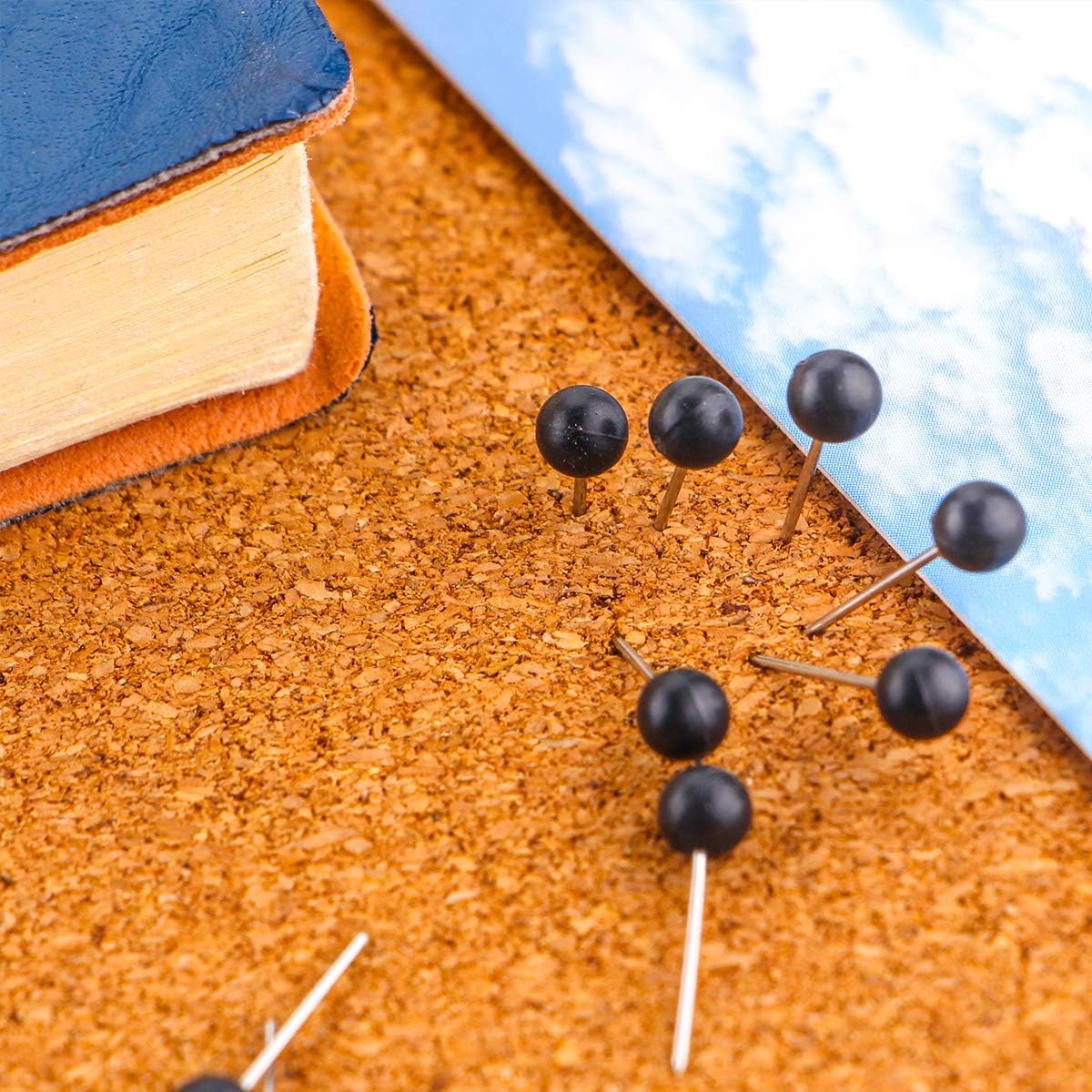 Yalis Push Pins Map Tacks 1/8-Inch Assorted Color Beads Head Map Marking Push Pins,500-count (Black)