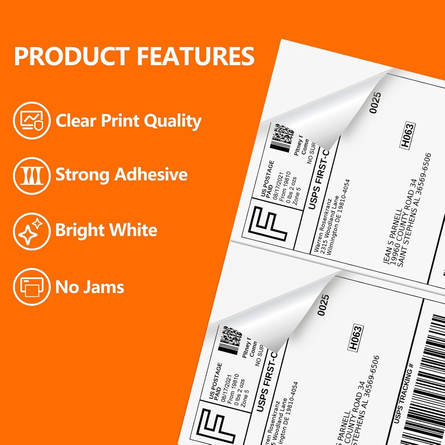 5000 Half Sheet Shipping Labels for Laser/Inkjet Printers - 5-1/2" X 8-1/2" Blank White Labels