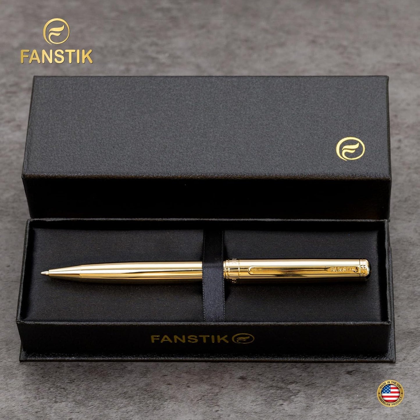 Customized Gold Luxury ballpoint pen (Made In USA) fancy gift set for women, Real 24K Gold Plating, Professional executive pen gift set for men (Lux Custom-BallPoint Gld)
