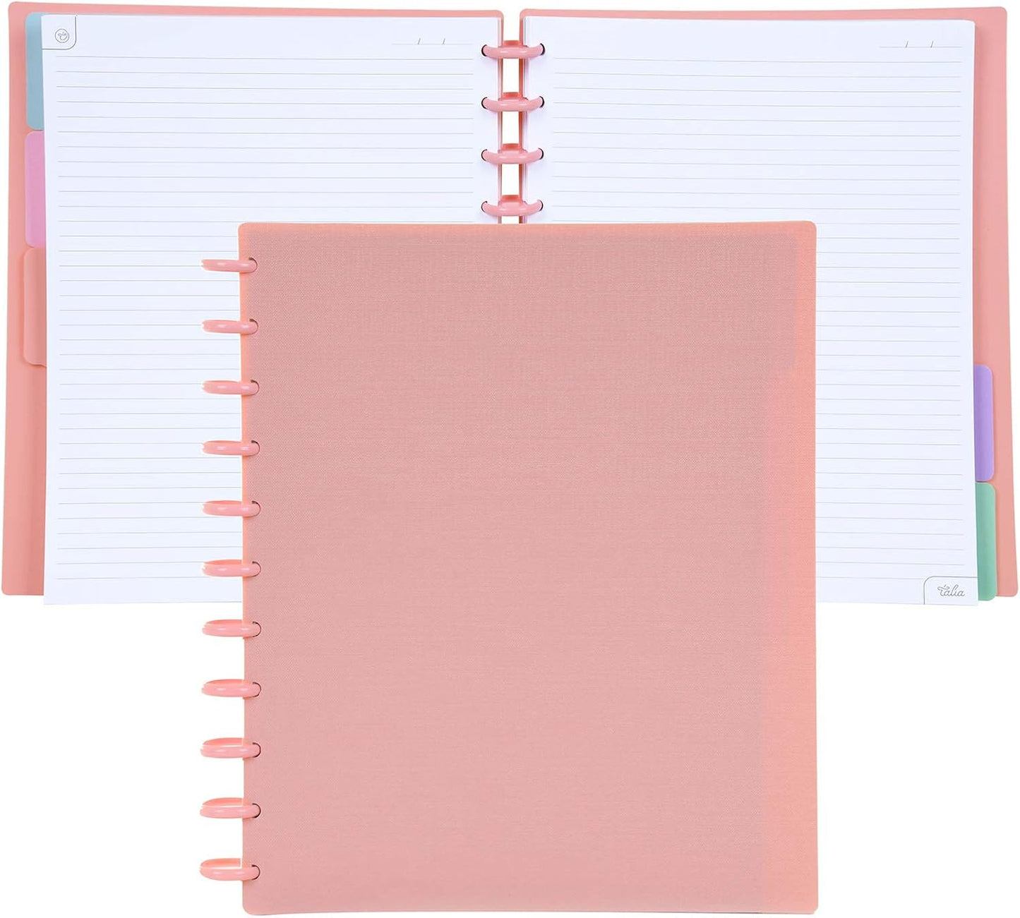 Talia Discbound Notebooks, Planner, Customizable, (Salmon w/Salmon Discs, Letter (8.5in x 11in))