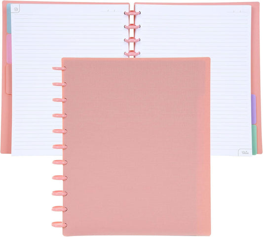 Talia Discbound Notebooks, Planner, Customizable, (Salmon w/Salmon Discs, Letter (8.5in x 11in))