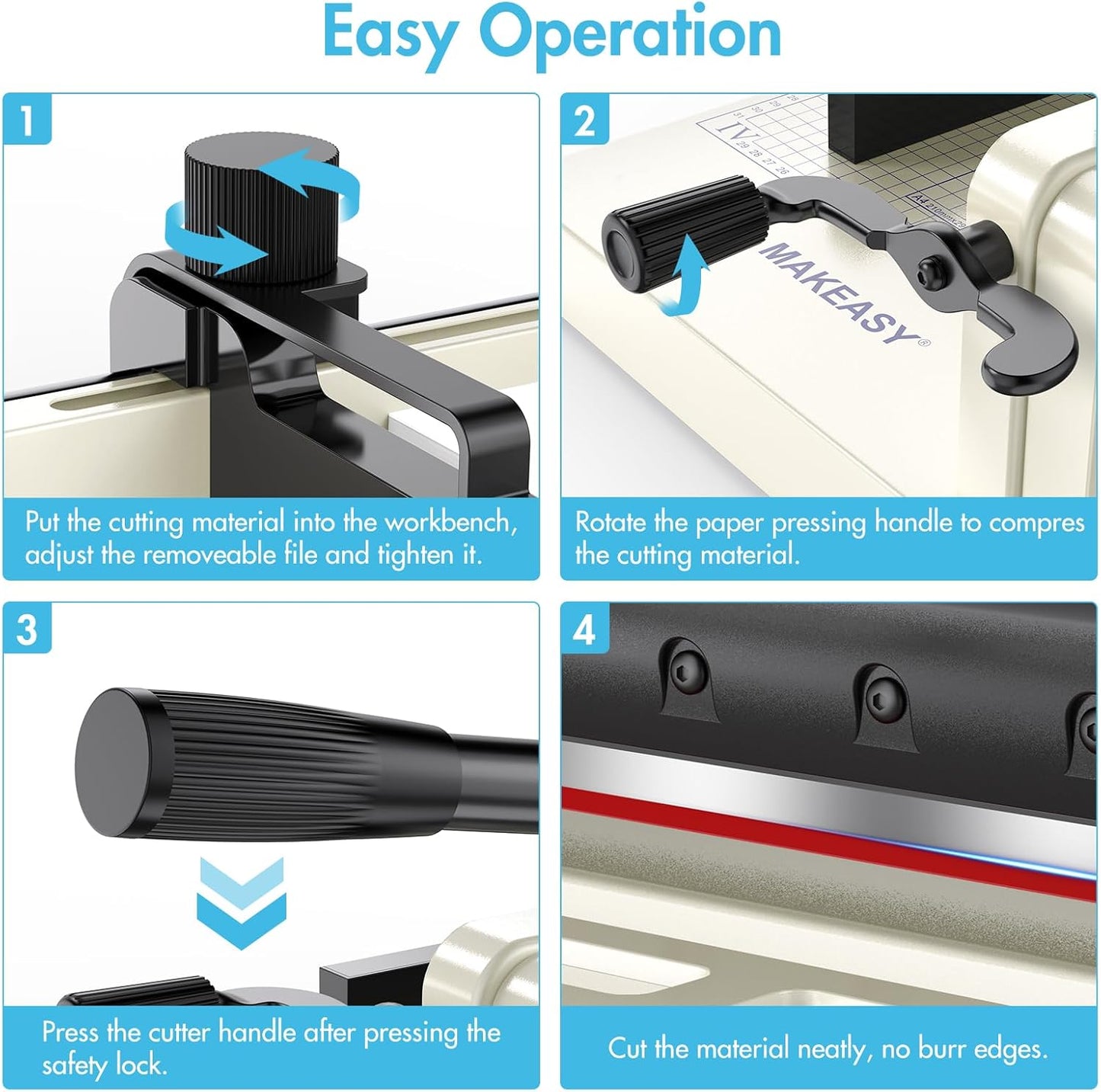 Paper Cutter 12 Inch, Heavy Duty Paper Cutter for A4 Paper, Guillotine Paper Cutter 400 Sheet Capacity, Solid Steel Construction, Beige