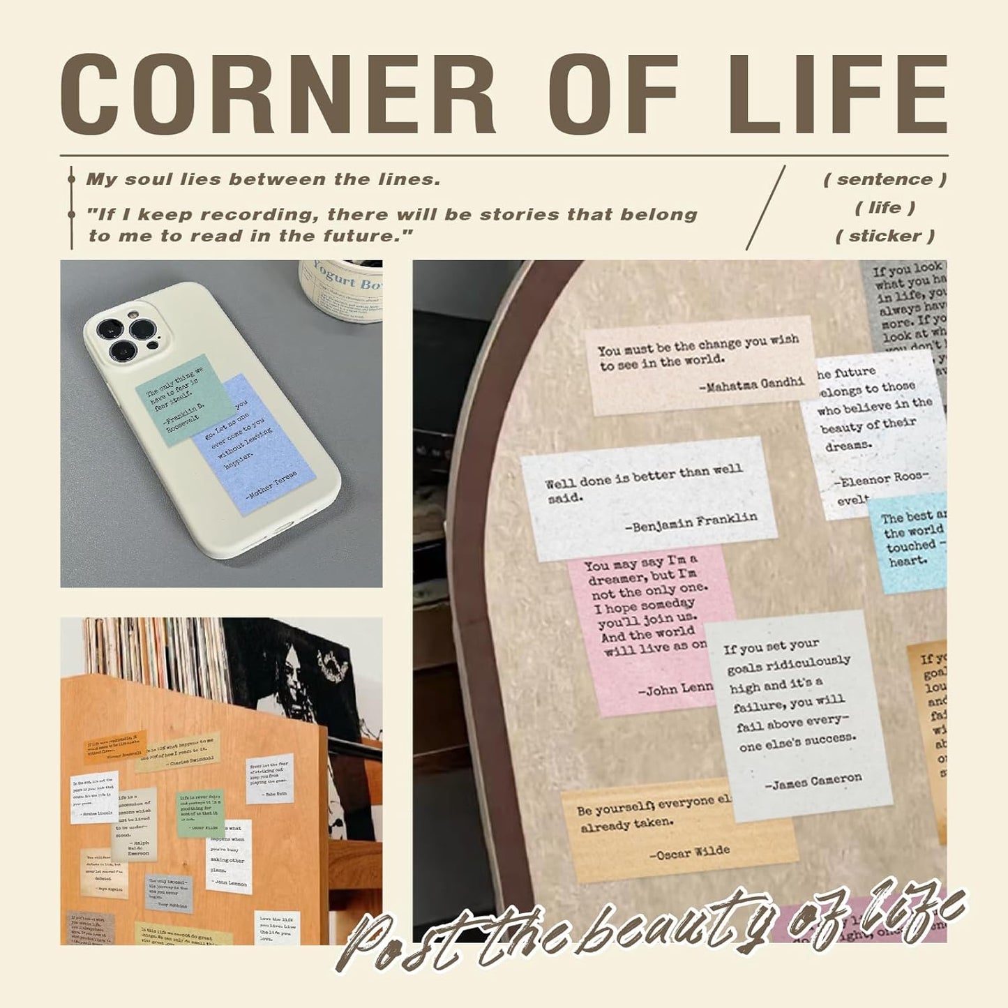 24 Sheets Vintage Motivational Quote Stickers Pad wtih Tweezer,246 Pcs Inspirational Typewriter Font Quotes Pad,Word Stickers for Scrapbook Junk Journal Bullet Journal DIY Craft Card Making