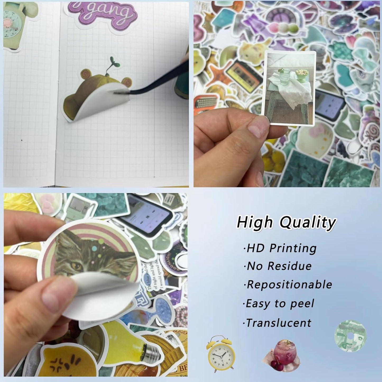 240 Pcs Colorful Aesthetic Stickers for Scrapbooks,Cute Vinyl Stickers with 4 Different Colorful Themes for Water Bottles Laptop Stickers Skateboard Notebooks Phone Kindle