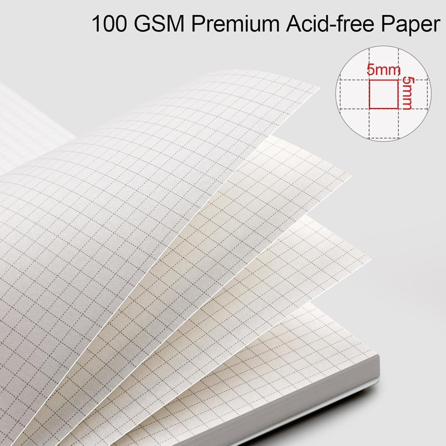 AHGXG Graph Paper Notebook - Spiral Notebook 8.5" x 11", A4 Large Graph Notebook, 100 gsm Thick Grid Paper, Waterproof Plastic Cover Journals for School Writing Engineering Math, Transparent