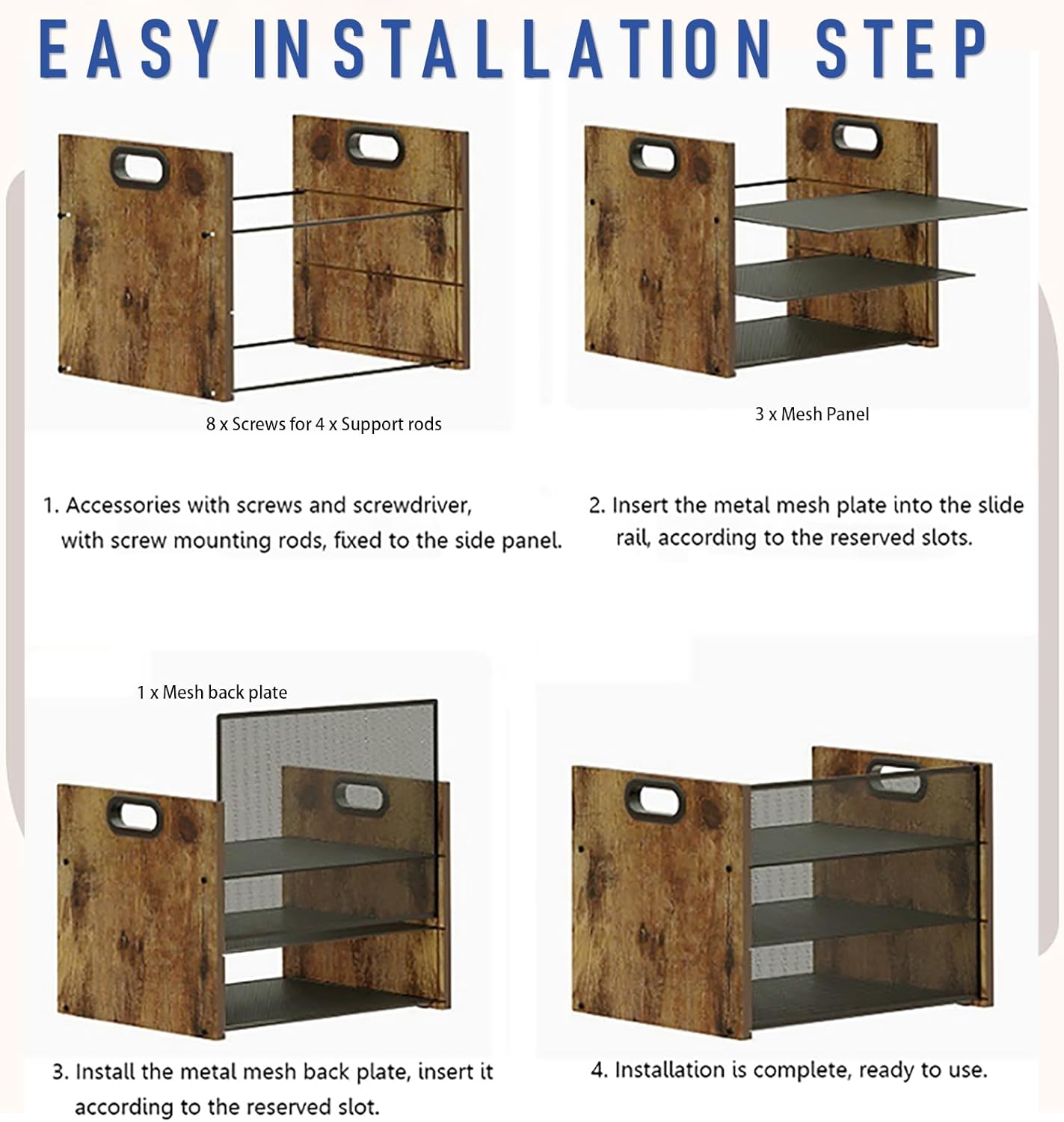 Wood Desk Organizer - 3-Tier Desktop File Organizer, Wooden Paper Tray, Office Desk Organzier and Accessories for Papers, Mail, Notebooks, Stationery