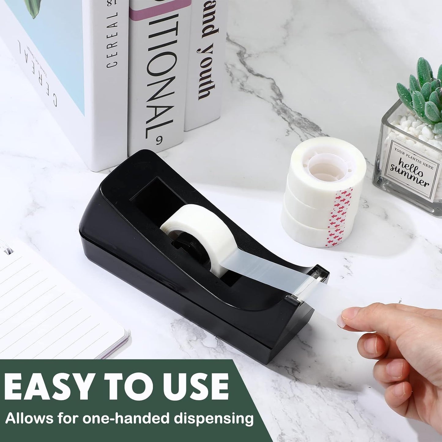 Yahenda 6 Pack Desktop Tape Dispenser Non Skid Base with 0.7 x 985 Inches Invisible Tape Refills Bulk Weighted Roll Dispenser for Office Home School