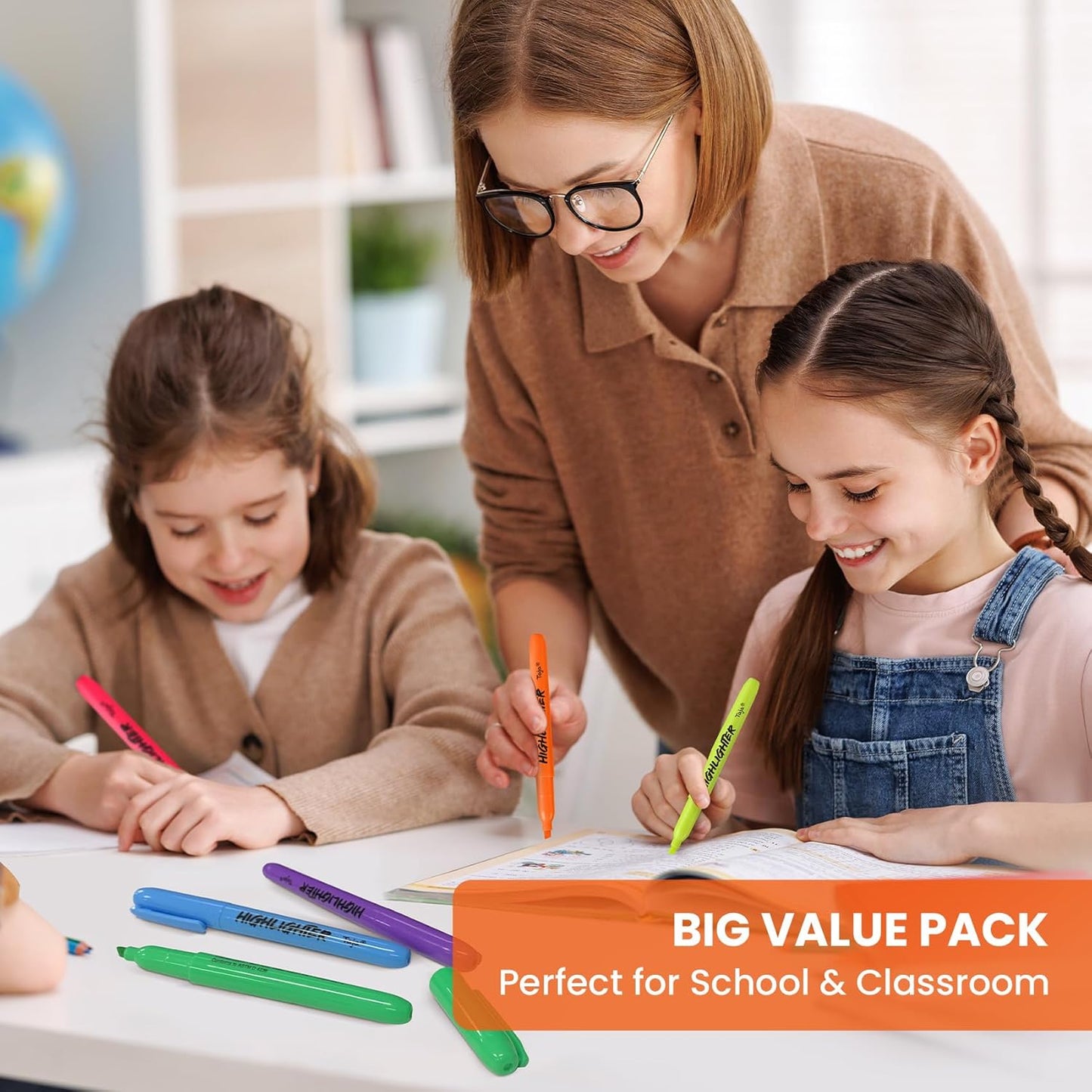 Taja 30 Pack Highlighters Bulk Assorted Bright Colors, 6 Colors Chisel Tip Highlighters Markers Set with No Bleed Ink, Perfect for School & Office Supplies