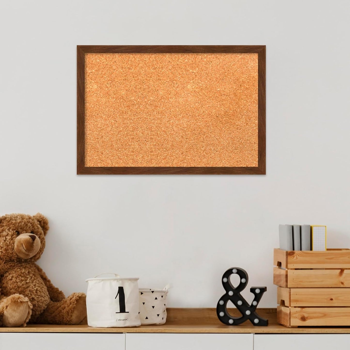 Amanti Art Natural Cork Board for Wall, 13x19 Vision Board with Brown Wood Frame, Small Corkboard Office Decor for Home Organization, Country Rustic Corkboard Pinboard to Display Items for Home