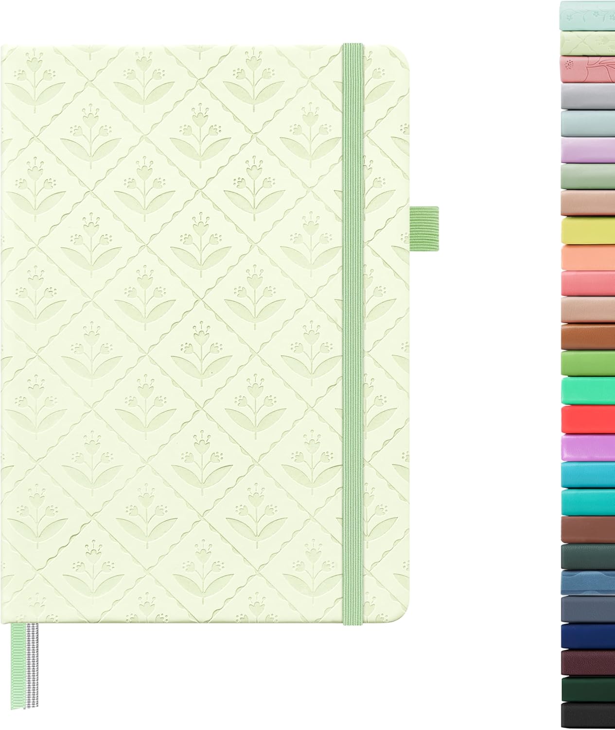 &And Per Se Dotted Journal Notebook for Women&Men with Pattern, A5 Leather Hardcover, 160 Pages 100GSM Thick Dotted Paper, 3 Sheets of Stickers Included(Light Green)