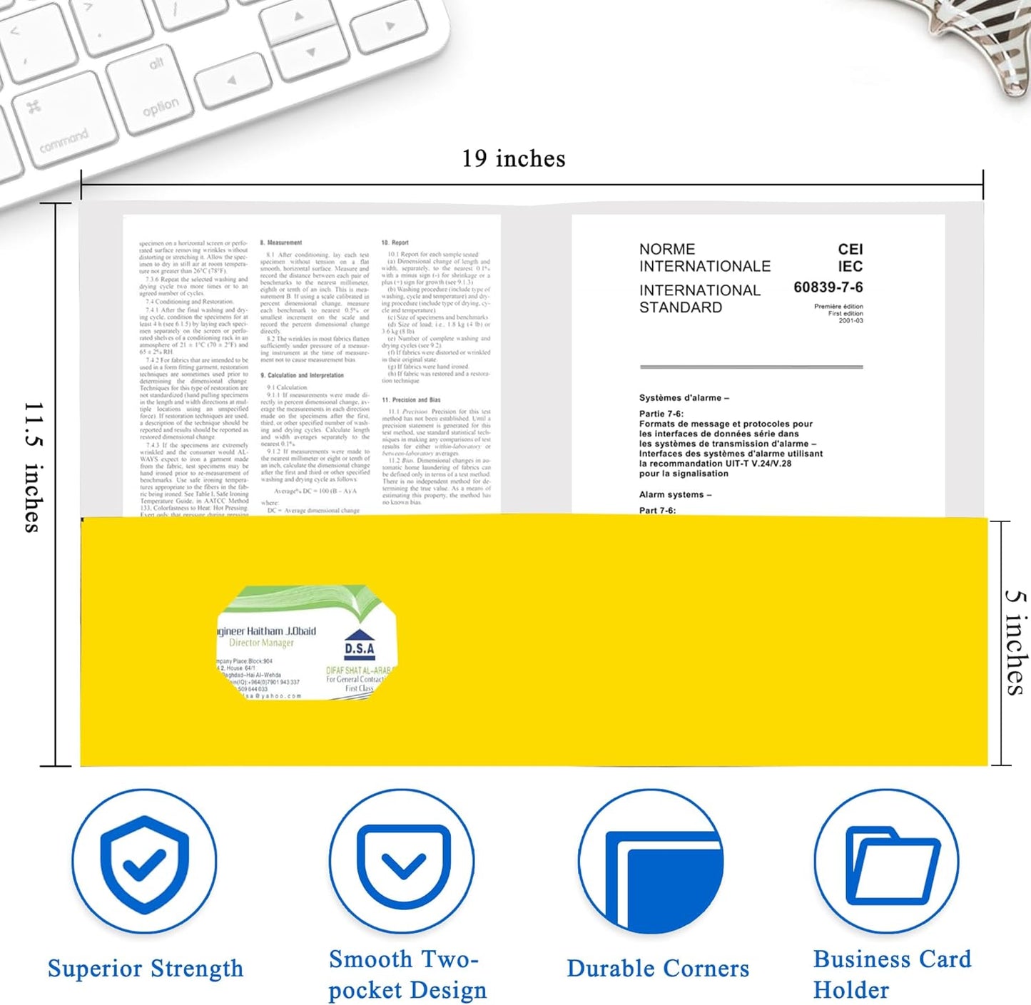 Zzrywuty 25 Packs Paper Folders with Pockets for Students, Businessmen and Office Workers,Letter Size,Two Pocket Folders with Card Slot for Office,Business,School Supplies (Yellow)