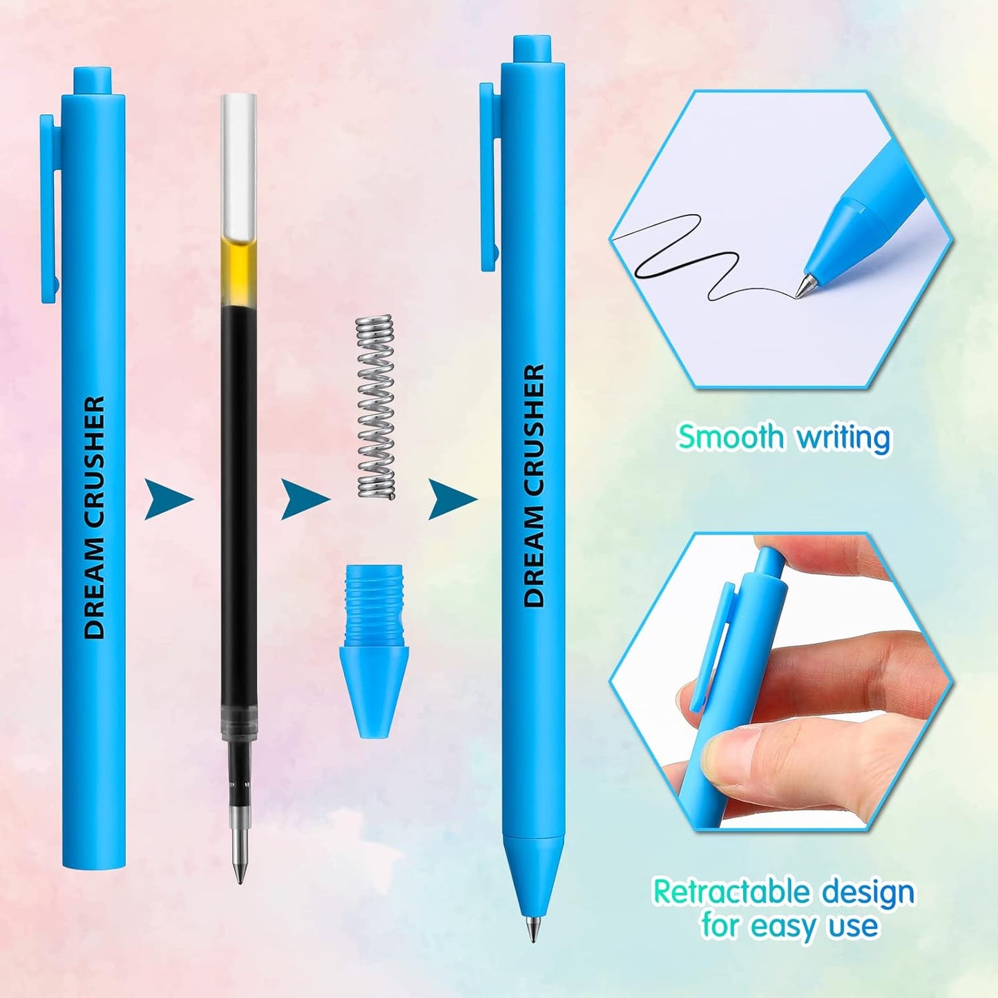 Epakh 50 Pcs Funny Pens Inspirational School Pens Bulk Positive Motivational Quotes on Ballpoint, Black Ink Pen for Adults Back to Schools Gift from Teacher(Interesting,Macaron Color)