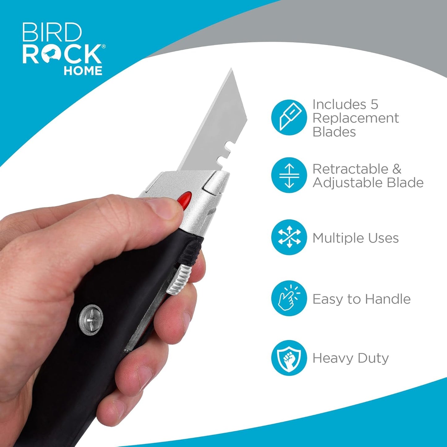 Internet's Best Premium Utility Knife - Set of 20 - Retractable Razor Knife Set – 5 Extra Blade Refills - Box Cutter Locking Razor Knife – Rubber Grip - Black