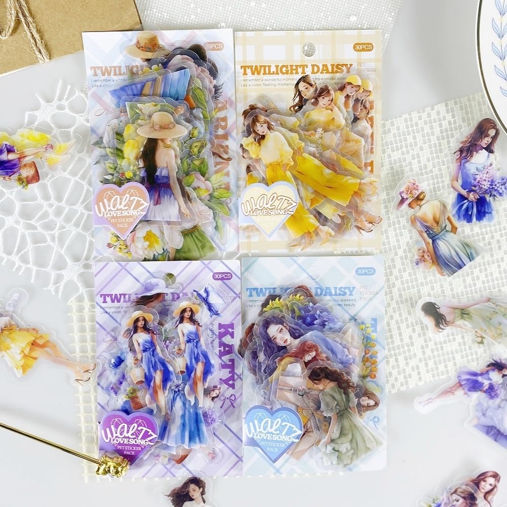 Alideco 120pcs Scrapbook Stickers lit. Drunken Ink and Misty rain Scrapbooking Junk Journal Crafts Embelishment Decoration Diary Stickers (fenfangyouya)