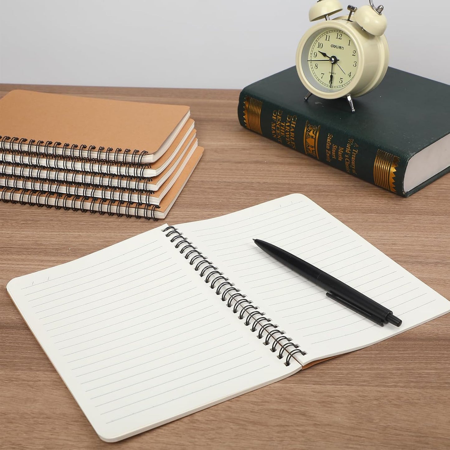 miikoul 60 Packs A5 Spiral Lined Notebooks, Kraft Paper Cover, 8.3"×5.5", 60 Sheets/120 Pages, Ruled Notebooks Bulk, Hardcover Journal Notepad Travel Notebooks for Office and Back to School Supplies