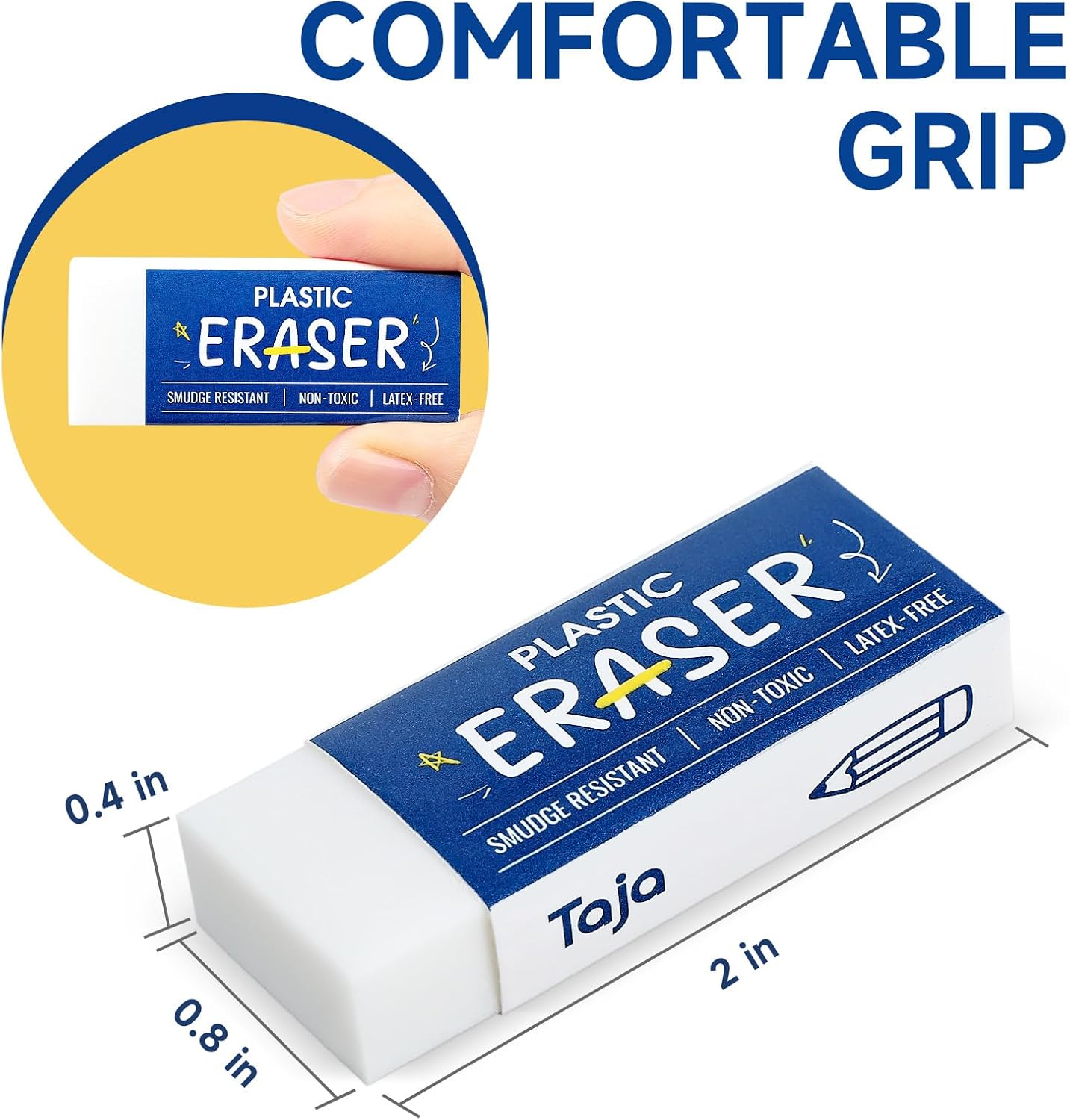 72 Pack White Erasers Bulk, Large Pencil Erasers for School, Classroom, Teacher, Homeschool, and Office Supplies