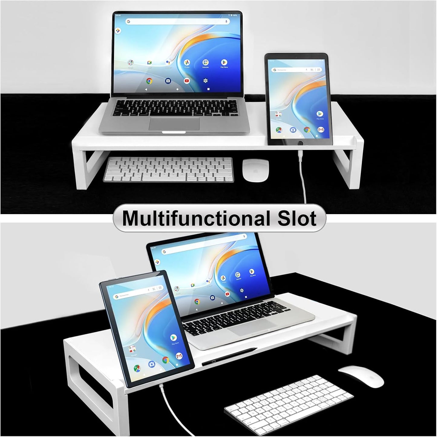 Monitor Stand Riser – 22-Inch Computer Monitor Stand with Multifunctional Slot, Multi-Purpose Desktop Storage for Laptop, Printer, TV