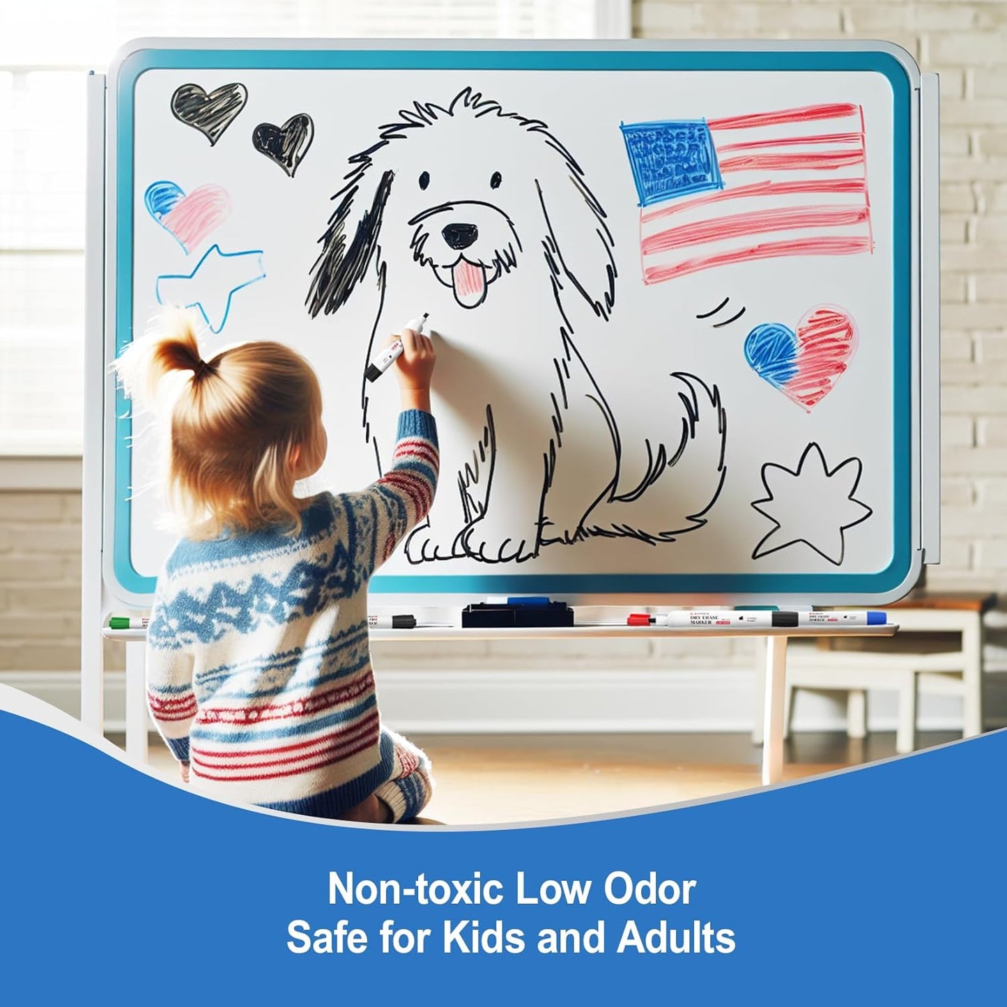 Comix Dry Erase Markers, Chisel Tip White Board Markers, 36 Bulk 4 Assorted Colors Low Odor Markers for Teachers Office & School Supplies