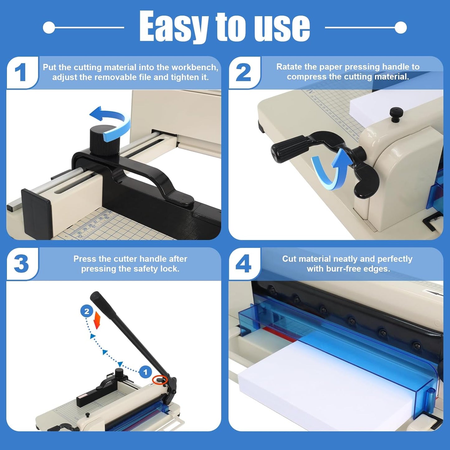 Heavy Duty Paper Cutter, 12 inch Guillotine Paper Cutter Industrial-Grade Steel Blade with Safety Lock, Guillotinas para Cortar Papel Paper Trimmer for Office, School, Crafting Cardstock