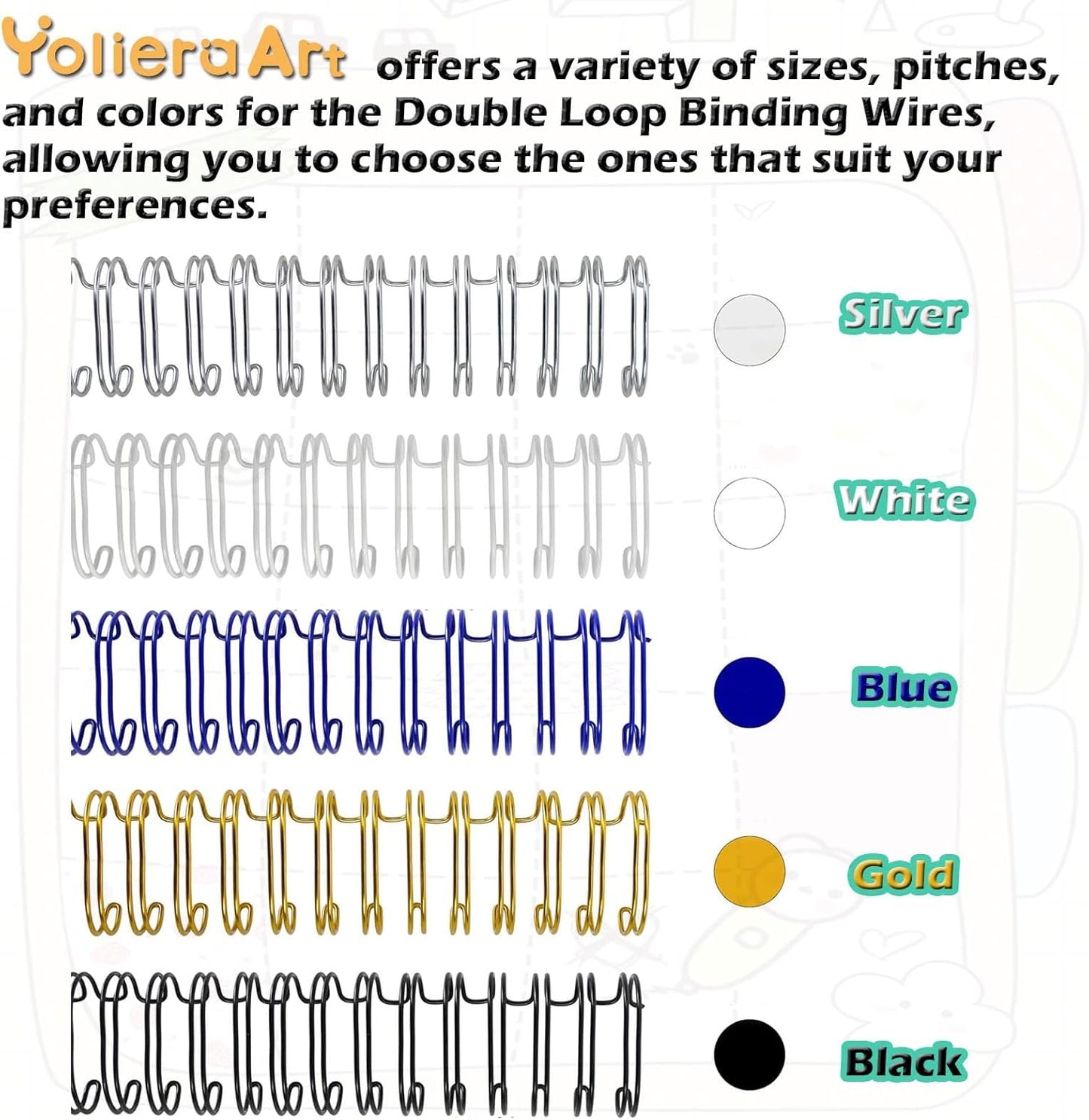 100 Pack Double Loop Wire Binding Spines, YolieraArt Wire Binding Spines, 5/8 Inch Binding Wire for Letter Size (140 Sheet Capacity), 100P, 3:1 Pitch, Gold)