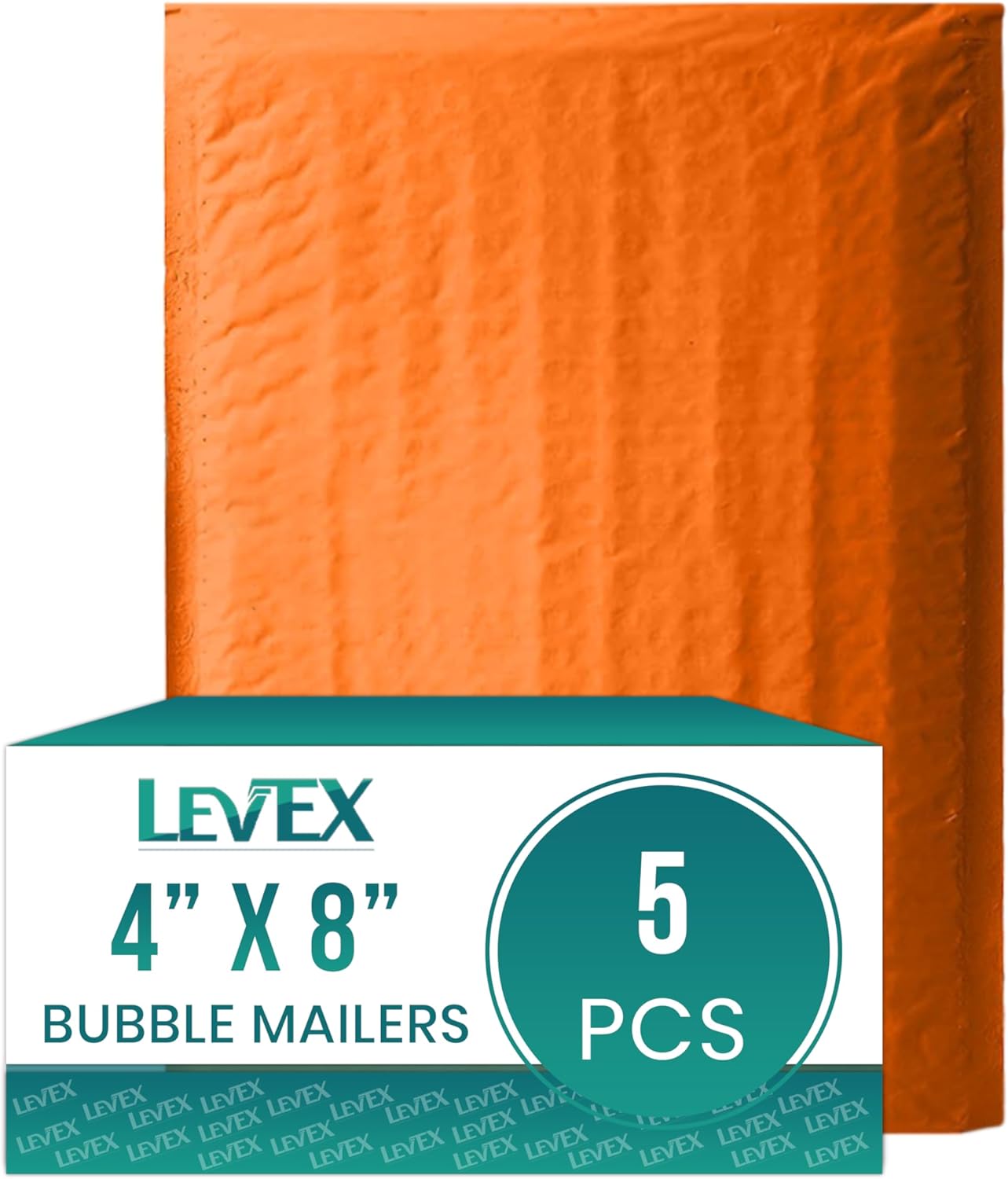 Levex - #000 4" x 8" [5 Pack] Orange Poly Bubble Mailers, Padded Envelope Mailers, Packing Envelope & Mailing Bags for Shipping