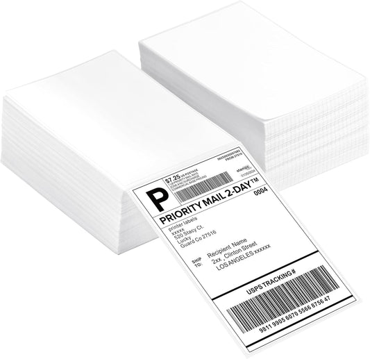 Fanfold 4" x 6" Direct Thermal Labels 1000 Thermal Printer Paper 2 Stacks Shipping Labels