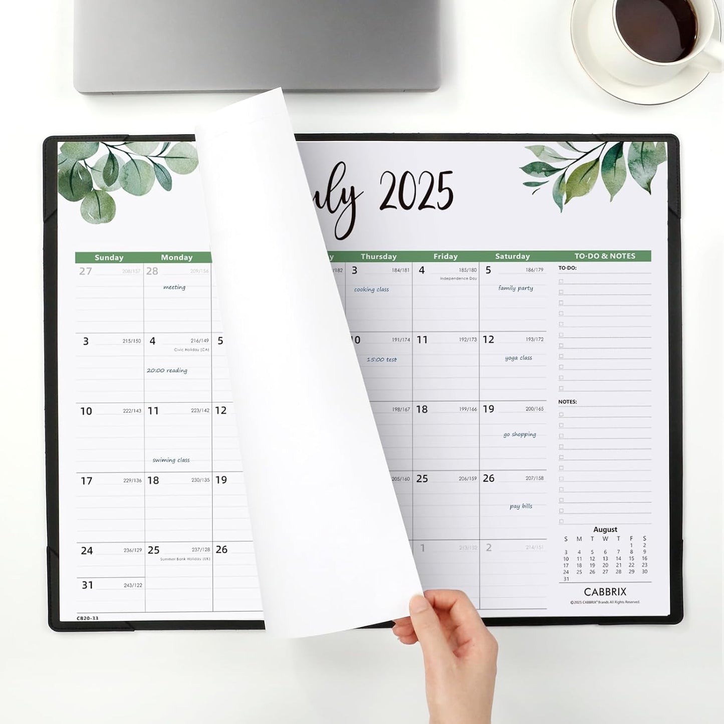 Large Desk Calendar 2025-2026 with Desktop Mat, Cabbrix Desk Pad Calendar 22 x 17 Inch Covering July 2025 to June 2026, Desk Blotter Calendar 2025 for Home School and Office