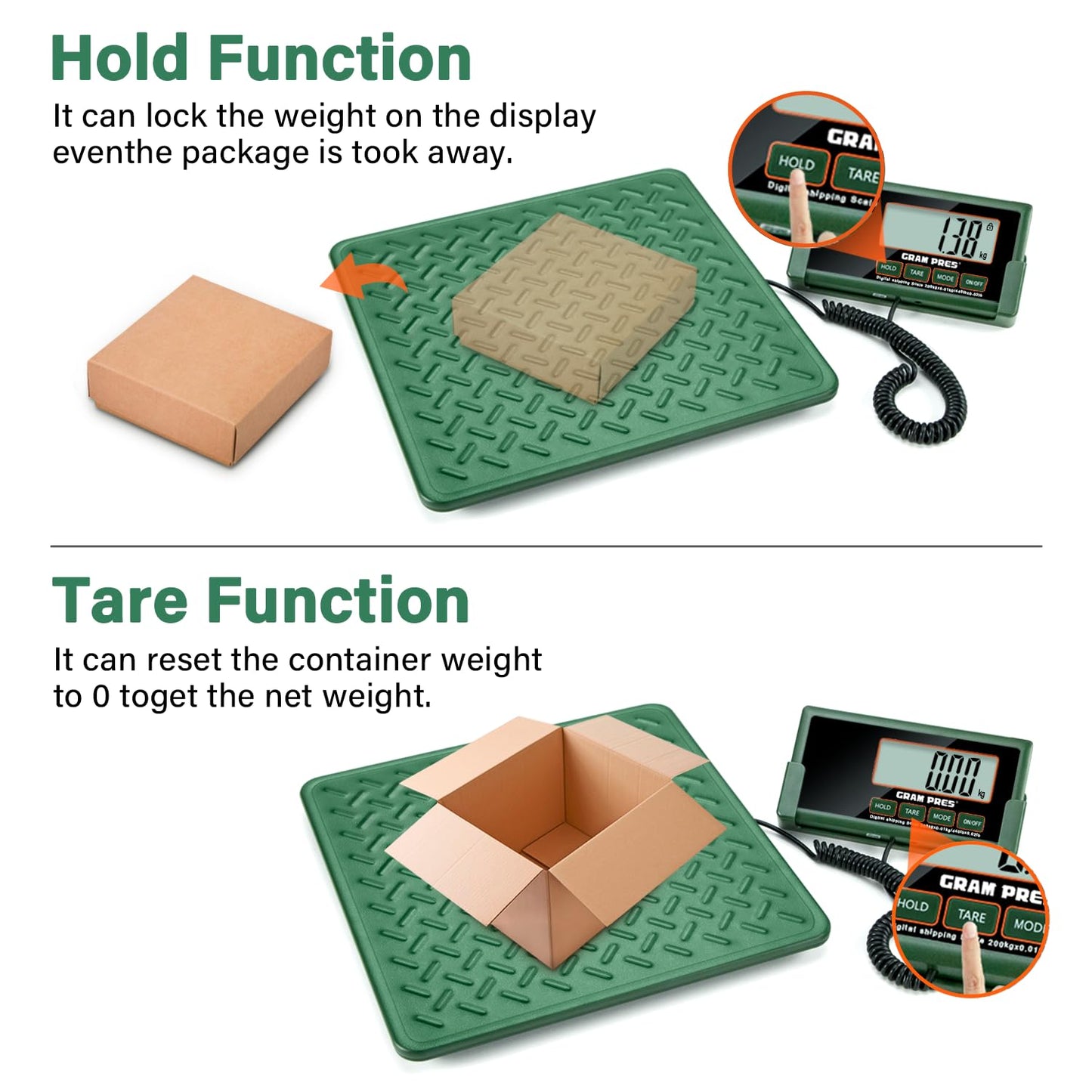 Shipping Scale,440lbs/10g High Accuracy Digital Postal Scale, Durable Alloy Steel Platform, Heavy Duty Scale for Packages, Postage and Luggage, with Hold&Tare function, batteries&USB Powered
