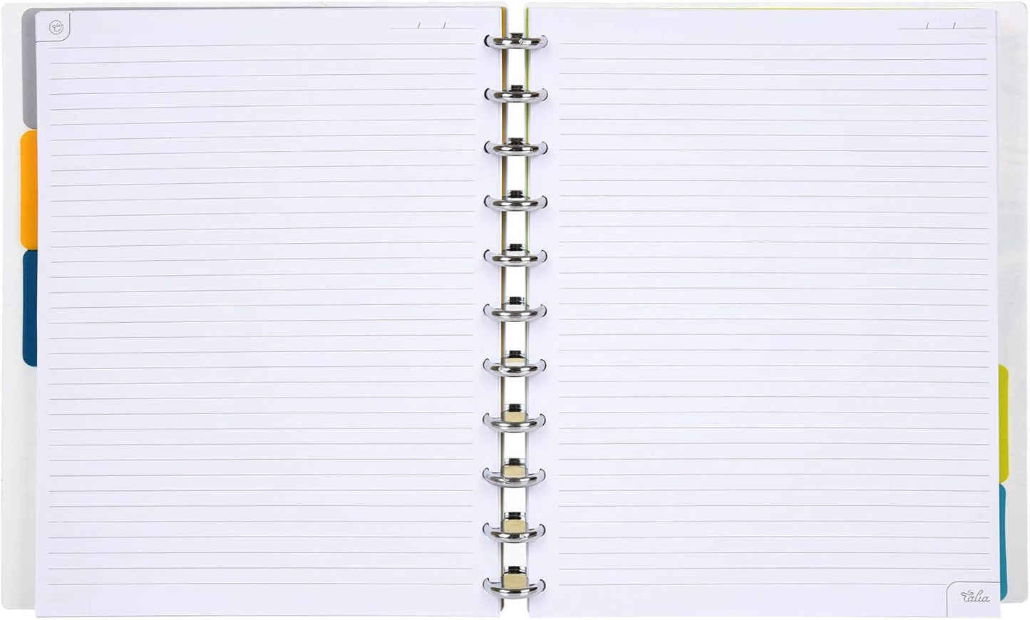 Talia Discbound Notebooks, Planner, Customizable, (yMarble Flow Turquoise w/Silver Discs, Letter (8.5in x 11in))