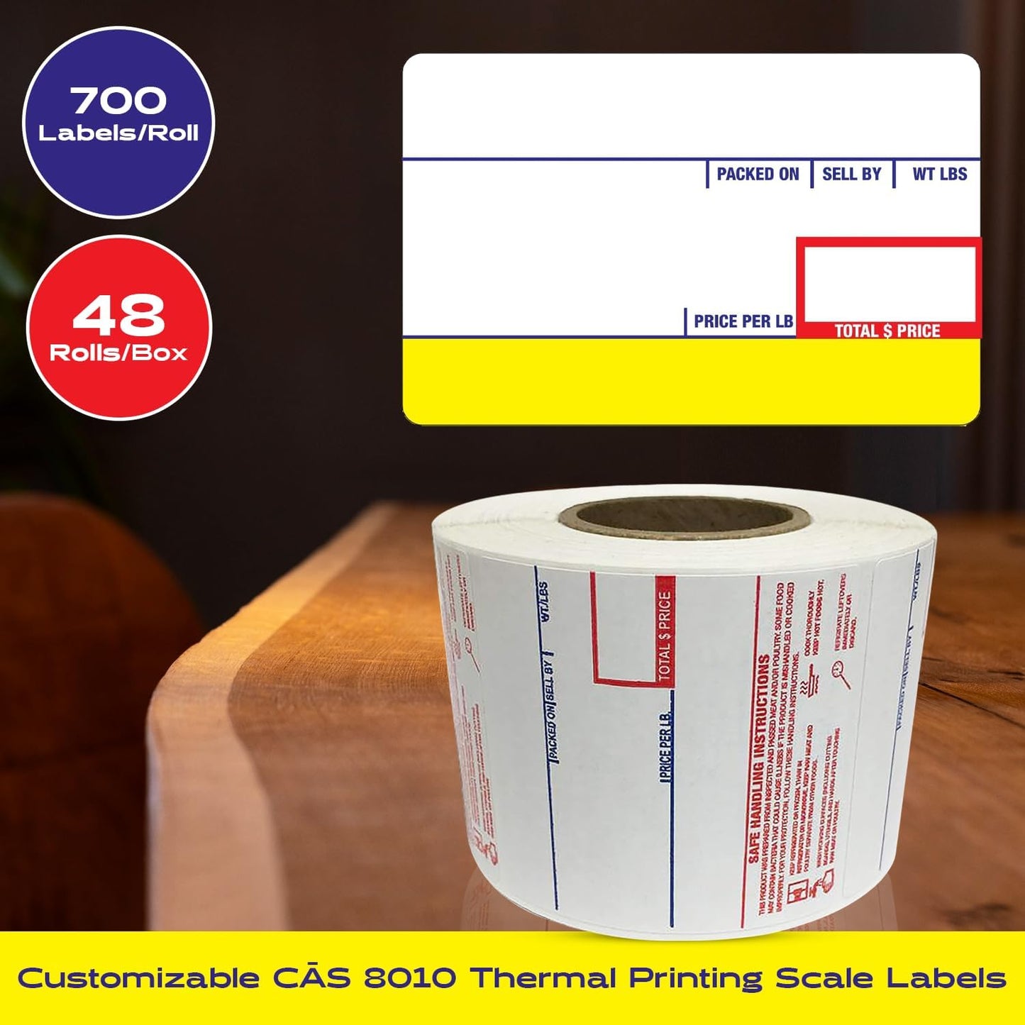 CEPRICO - Customizable CĀS Scale Labels - 48 Rolls of Thermal UPC Printing Scale Labels – Compatible with CĀS LST-8010 | Ideal for Supermarkets, Retailers and Grocery Stores