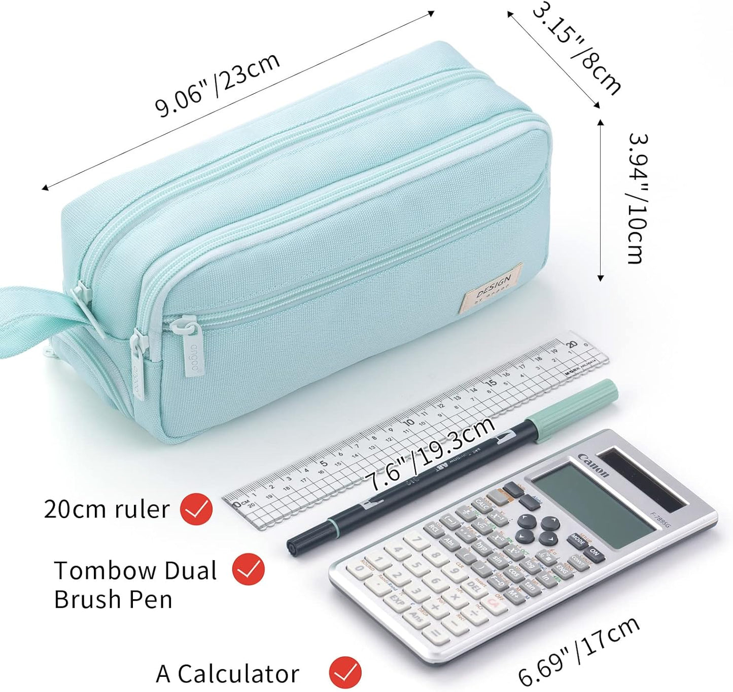 HVOMO Large Pencil Case High Capacity Holder Box Storage bag Desk Organizer Marker Pouch Pen For Middle School Office College Adult Girl and Boy(Green)