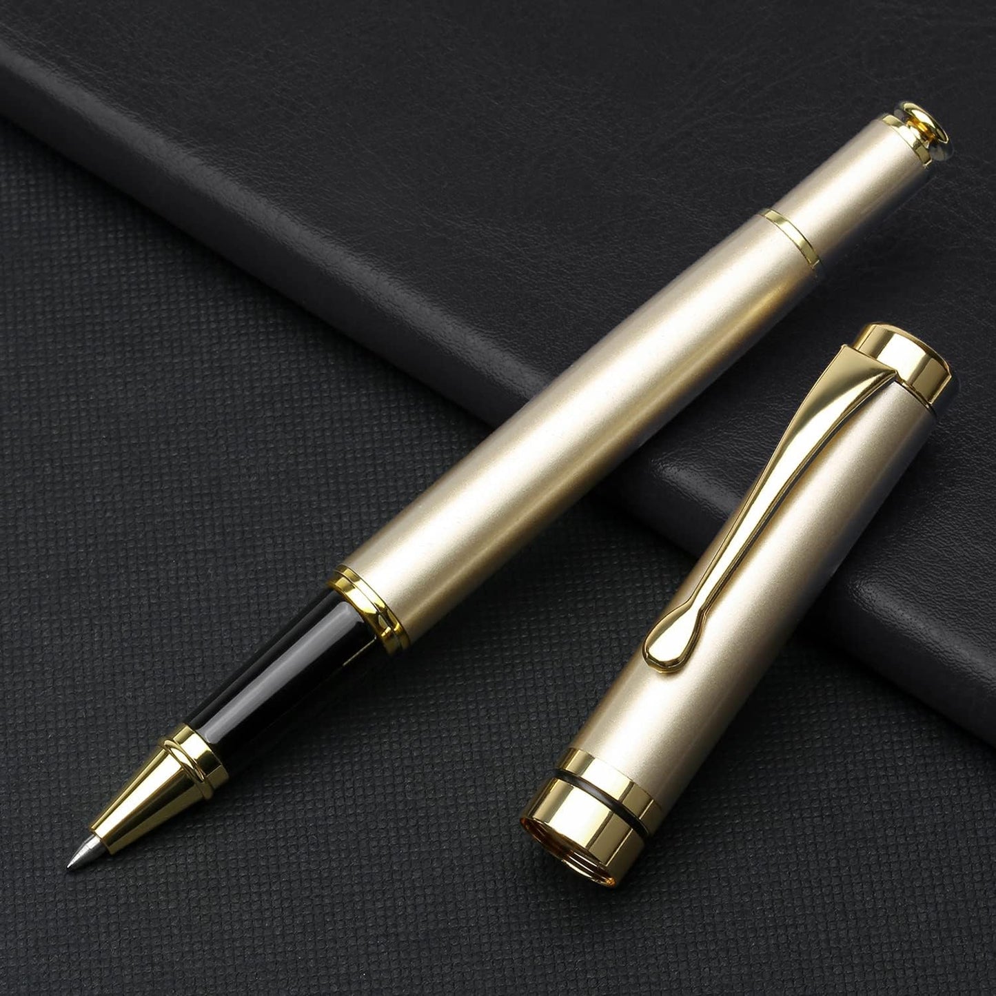 YIVONKA Luxury Ballpoint Pens Best Ball Pen Gift Set for Men & Women Professional Executive Office Nice BallPens Classy Gift Box Ballpoint Black Refill Line width 0.5mm (Gold)