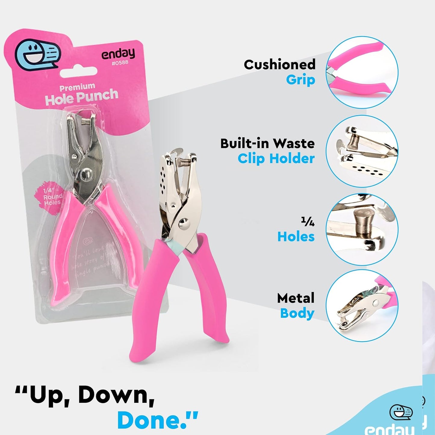 Emraw Premium Single Hole Paper Punch Cushion Grip Heavy Duty Hole Puncher for Greeting Cards Scrapbook Notebook Puncher Craft Paper Hand Tool Pack of 6