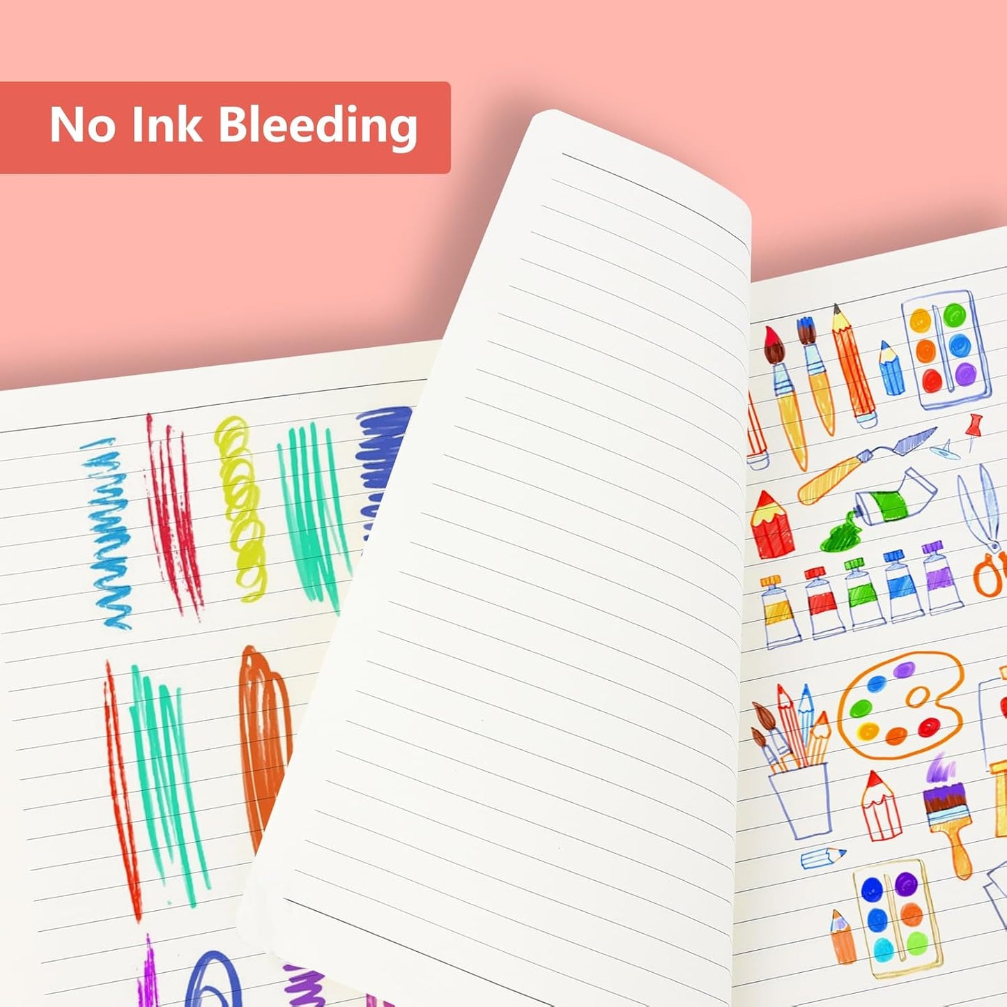 Journals for Writing, A5 Leather Ruled Notebook with 400 Pages, 100 Gms College Ruled Journal with Thick Paper, Hardcover with Inner Pocket & Pen Holder, Pink