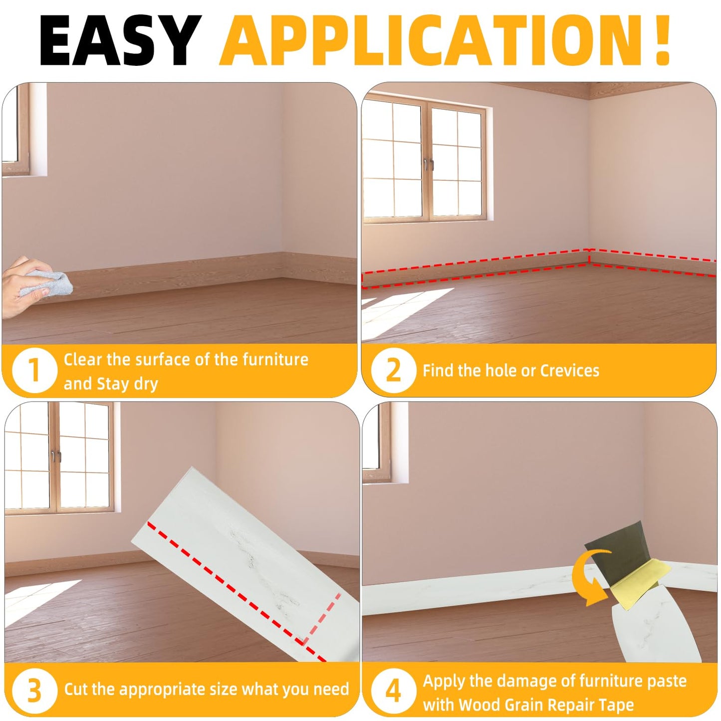 GSCIT Club Wood Grain Repair Tape, 15.7 inch X 25ft Self Adhesive Marble Grain Repair Patch for Tables, Chairs, Baseboards, Doors, Windows, Floors, Handicraft DIY.