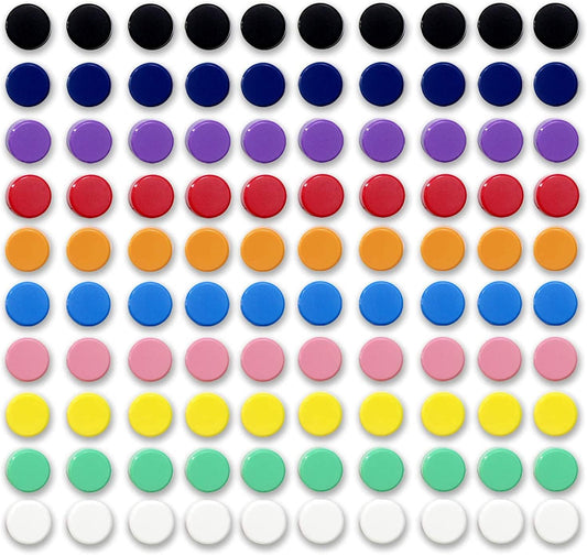 Qualsen Fridge Magnets, 100pcs Small Refrigerator Magnets for Whiteboard, Kids, Mini Cute Magnet for Locker, White Board, Kitchen, Office, Classroom (10 Colorful)