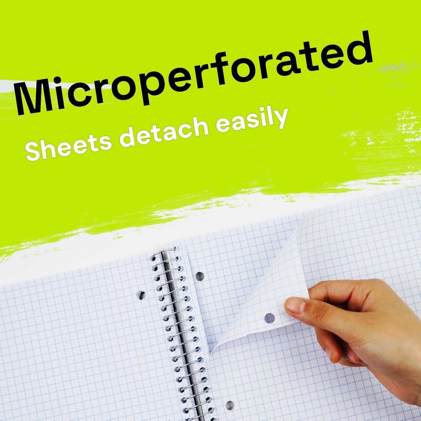 Spiral Notebook for School 3 Pack, 1 Subject, 4x4 Graph Ruled Paper, 100 Sheets, 9" x 11", 1 Divider with Pocket, 3 Hole Punched, Plastic Cover, 1/4" Grid Note Book Bulk, Assorted Colors