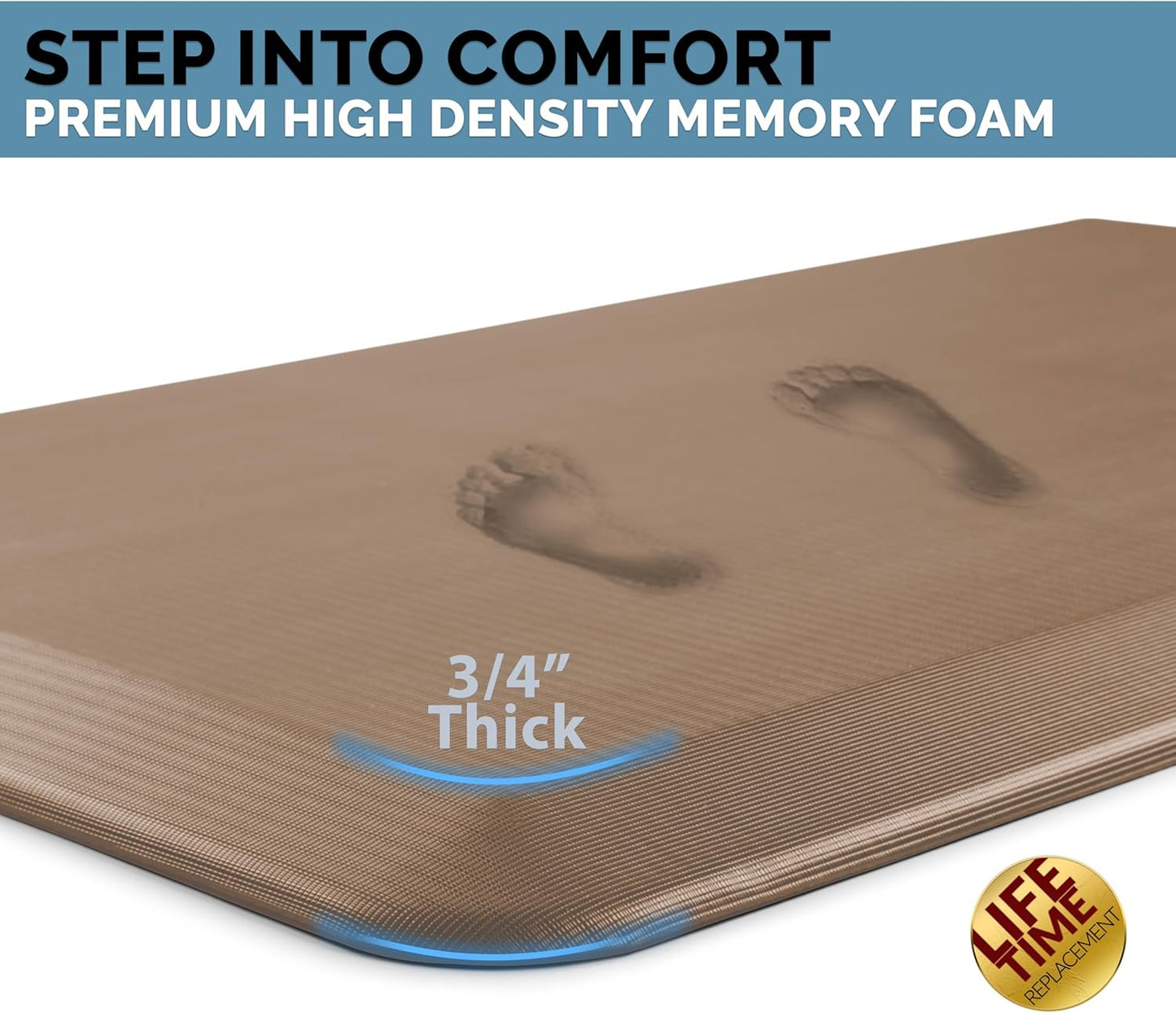 ComfiLife Anti Fatigue Floor Mat – 3/4 Inch Thick Kitchen Mats for Floor, Standing Desk Mat, Kitchen Rug – Comfort at Home, Office – Durable – Stain Resistant – Non-Slip Bottom (20" x 32", Beige)