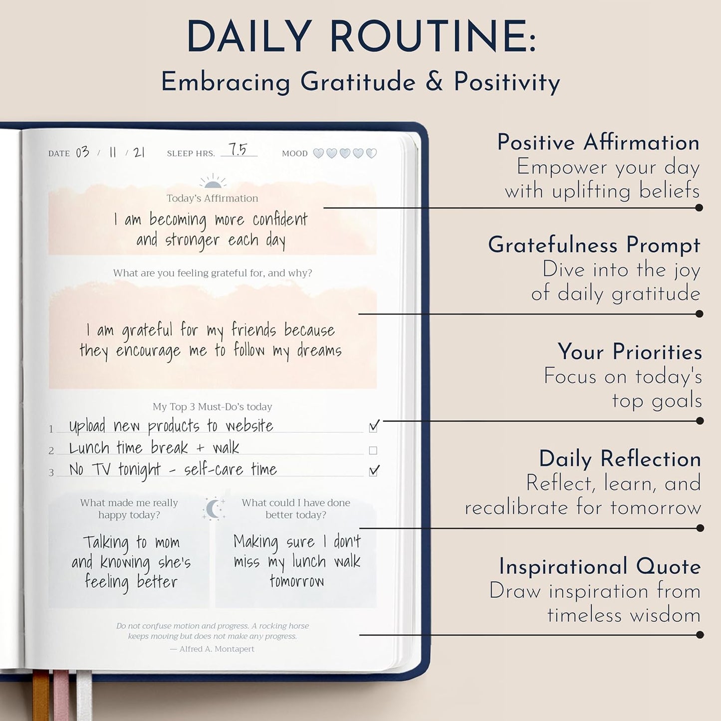RYVE Daily Journal for Women: 6-Month Guided Gratitude Journal for Women with Prompts - Affirmation, Gratitude, Mindfulness, Self Help & Reflection, Gratitude Journal Notebook, Self Care Journal