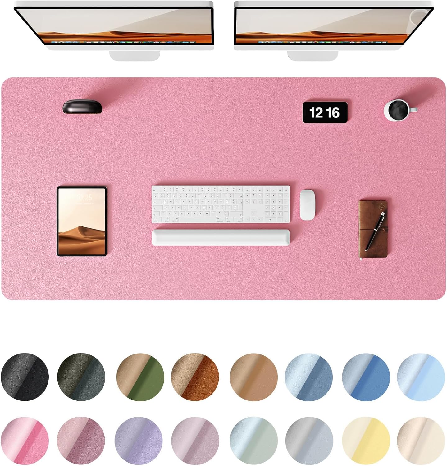 YSAGi Leather Desk Protector, Office Mat, Large Mouse Mat, Non-Slip PU Leather Blotter, Laptop Desk, Waterproof Writing Pad for Office and Home (Pink, 47.2" x 23.6")