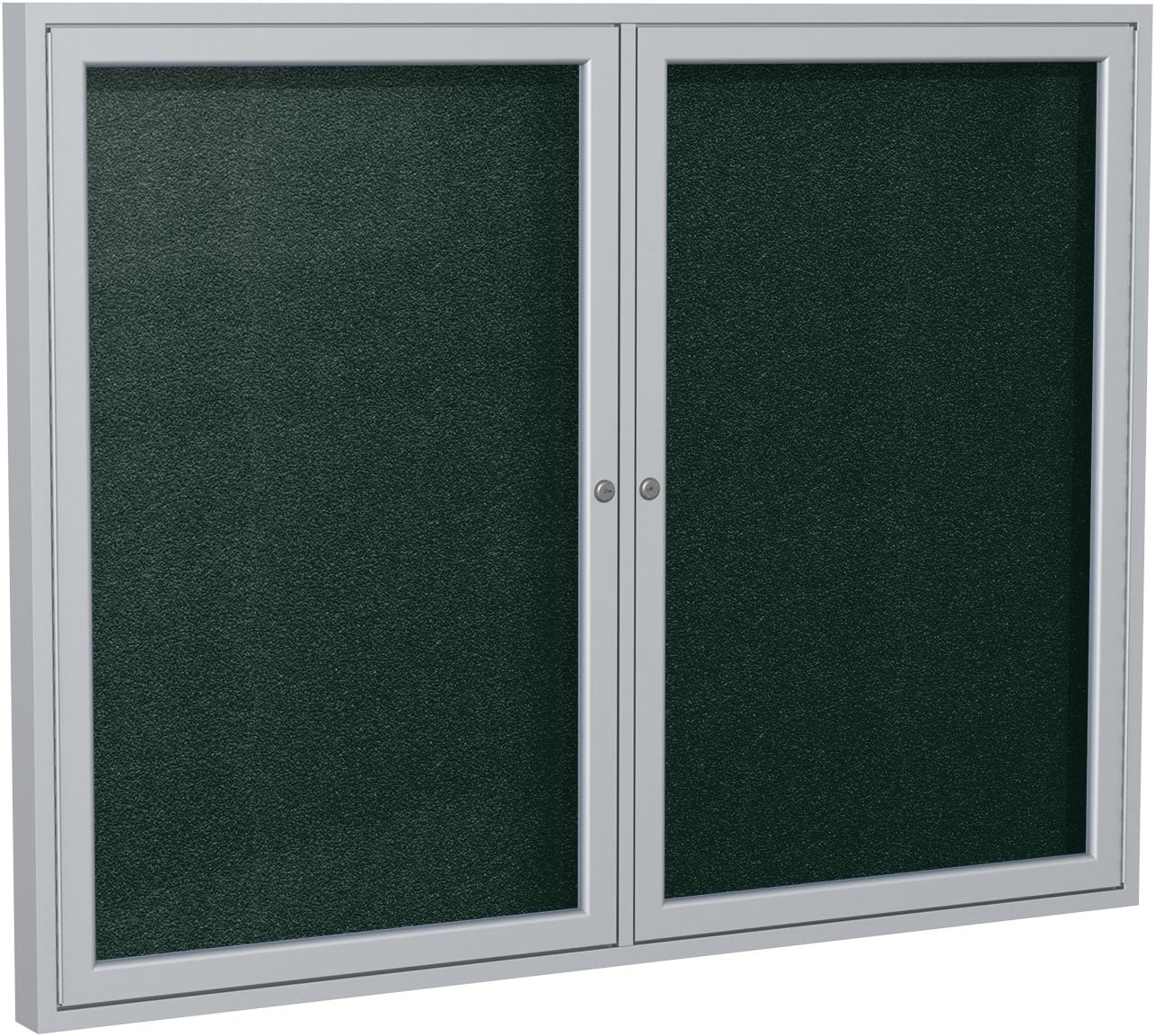 Ghent 36"x60" 2-Door Outdoor Enclosed Vinyl Bulletin Board, Shatter Resistant, with Lock, Satin Aluminum Frame - Ebony (PA23660VX-183), Made in the USA