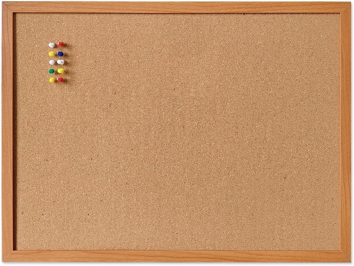 Cork Bulletin Board for Wall - 24” x 18” Bulletin Board Cork Board Wall Mounted Wood Frame Message Board pin Board for School,Office and Home